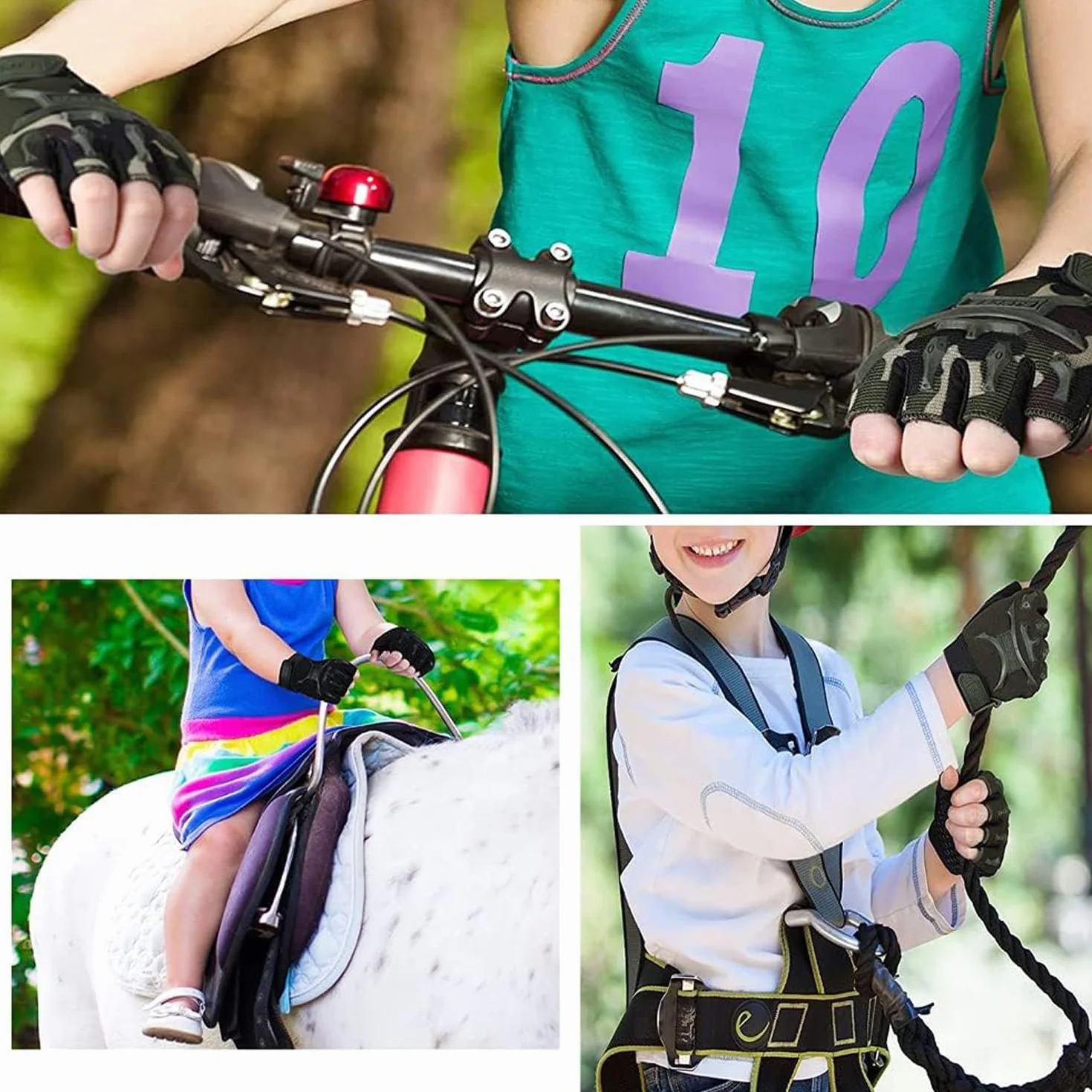 Taeku Rękawiczki rowerowe dla dzieci półpalcowe chłopięce W-Camo