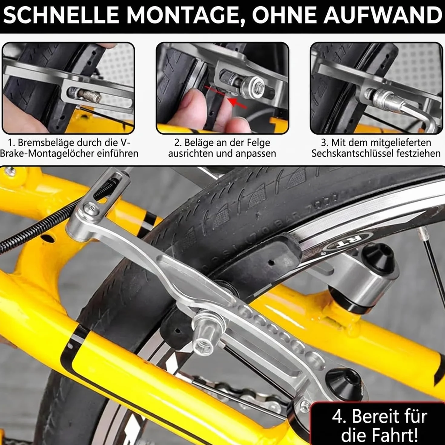 Klocki hamulcowe do roweru 70 mm V-Brake 4 sztuki