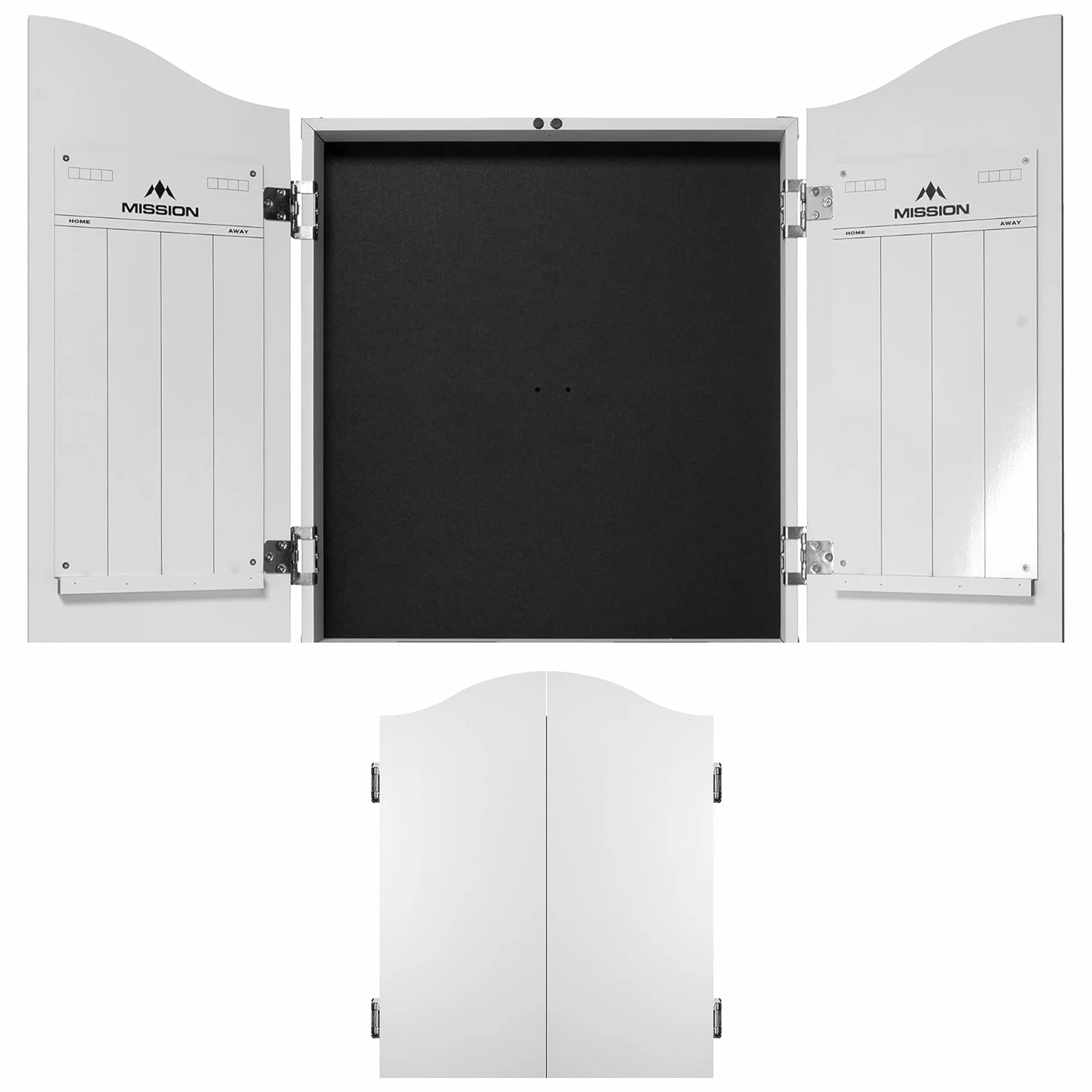 Mission Darts CAB011 | Deluxe wytrzymała szafka do darta z tablicami markerowymi, biała