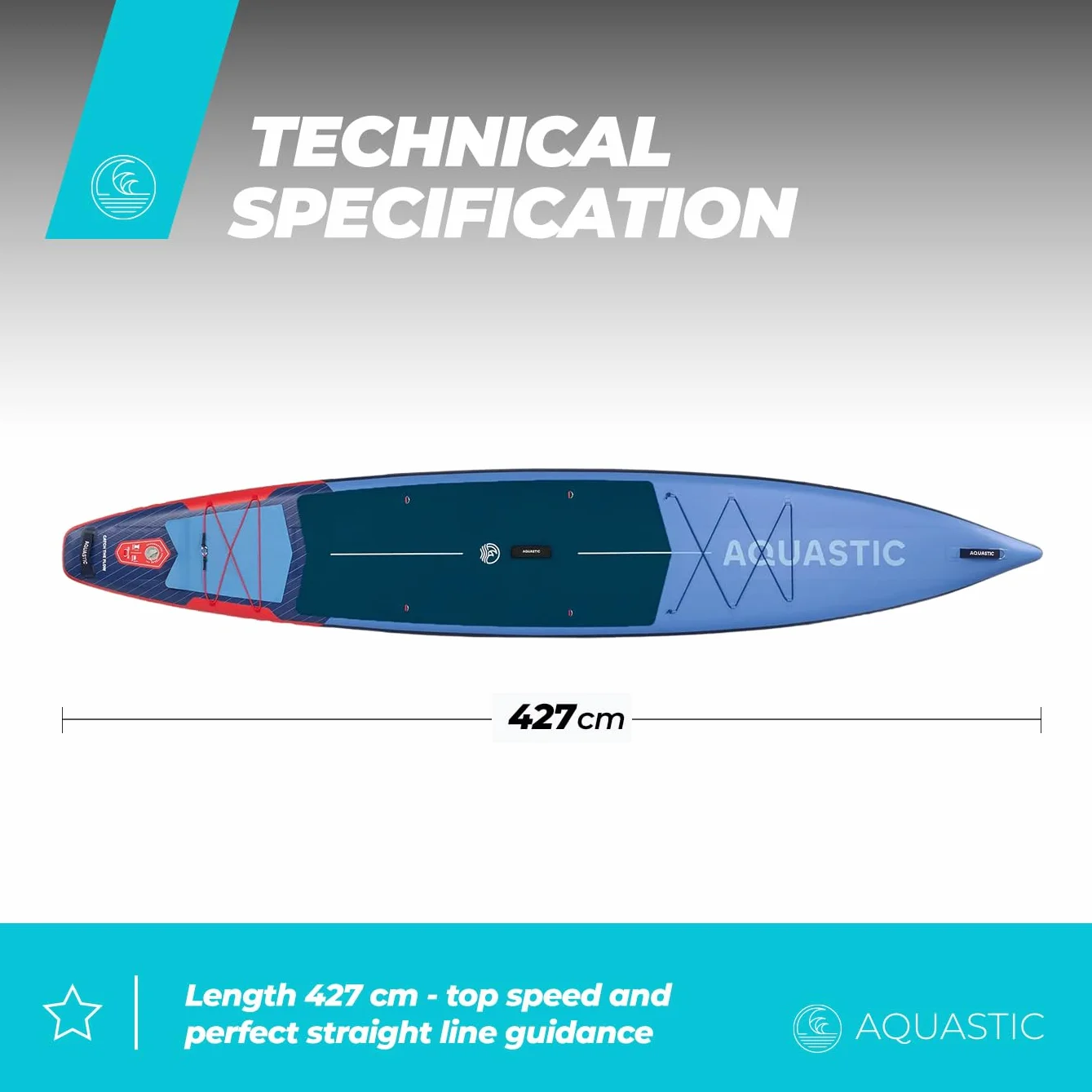 AQUASTIC Touring Pro 14'0″ deska SUP Touring 427 x 76 x 15 cm 355 l 170 kg PCW 2200 g/m² EVA