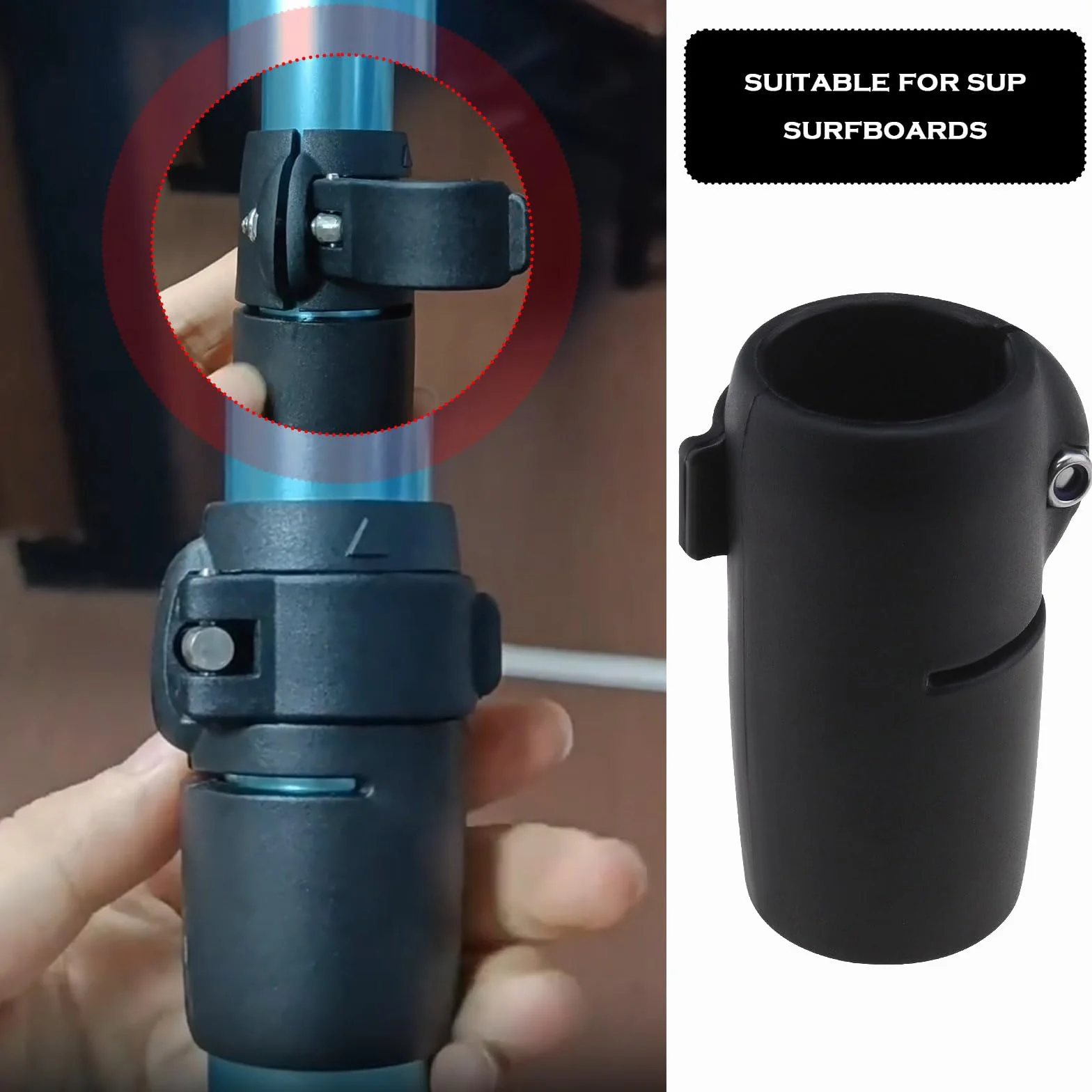 Regulowana klamra zaciskowa do szybkiego zwalniania, zamiennik regulatora zacisku wału wiosłowego do większości wałków wiosłowych SUP, 70 x 33 mm, 2 szt., czarne
