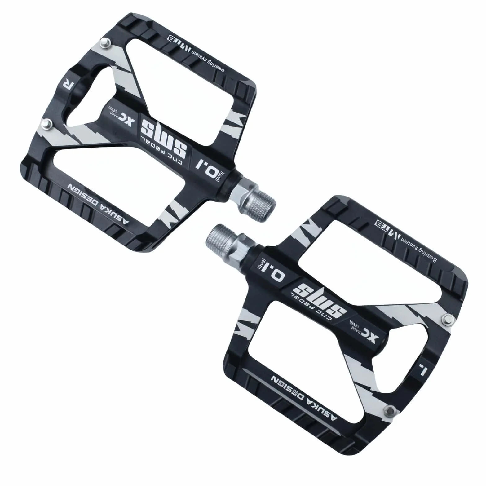 Trkimal Pedały do roweru wyścigowego/górskiego, pedały rowerowe – antypoślizgowe kolce 9/16" CNC ze stopu aluminium obrabiane płaskie pedały