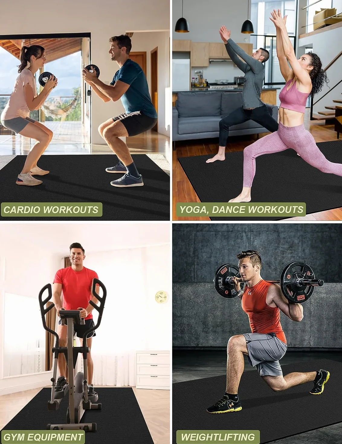 innhom Mata ochronna na podłogę, sprzęt fitness, mata sportowa, antypoślizgowa, bardzo wytrzymała mata ochronna do bieżni