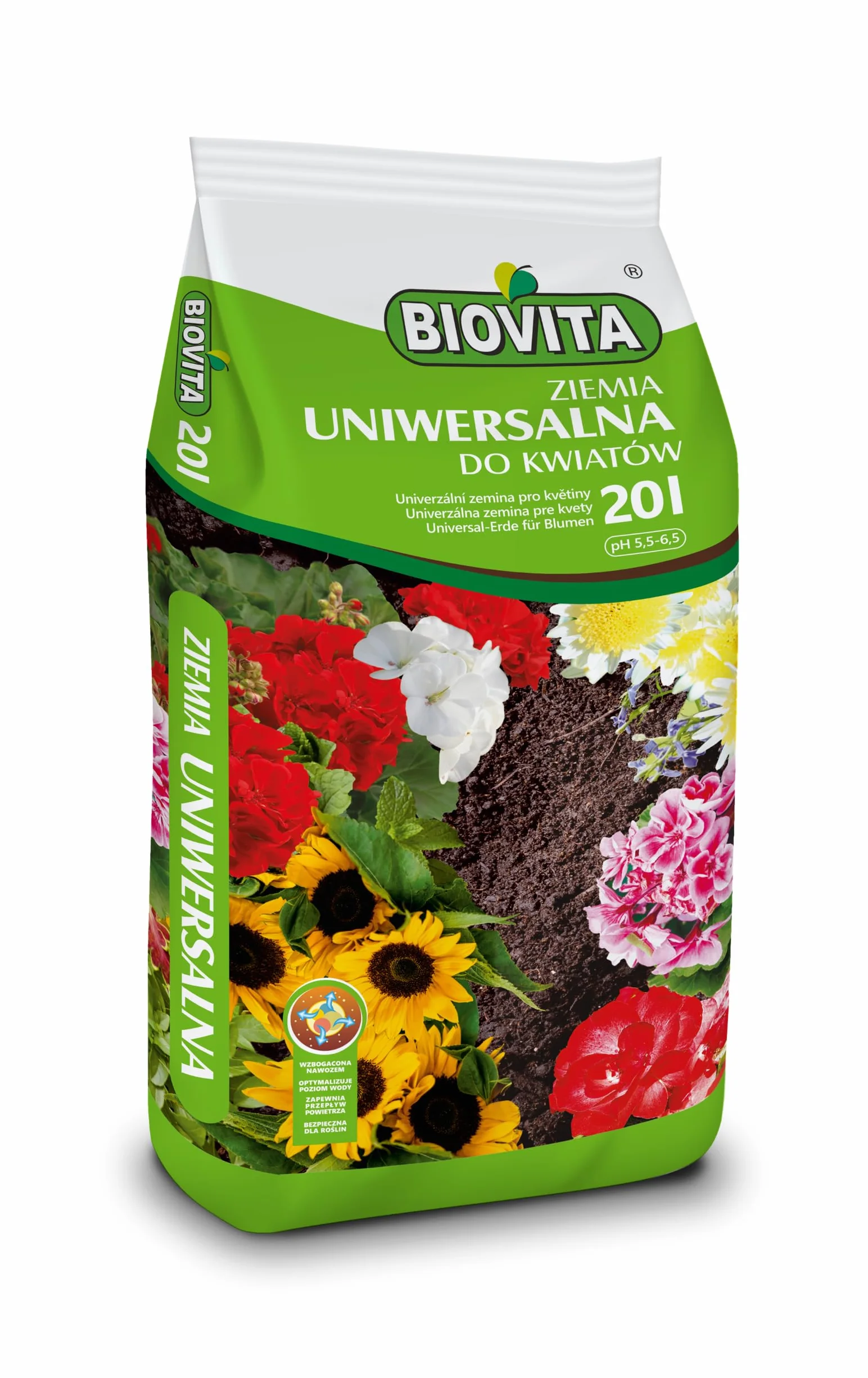 BIOVITA Podłoga uniwersalna 20 l wieloskładnikowa gleba do roślin gotowa do użycia gleba pochodzenia naturalnego