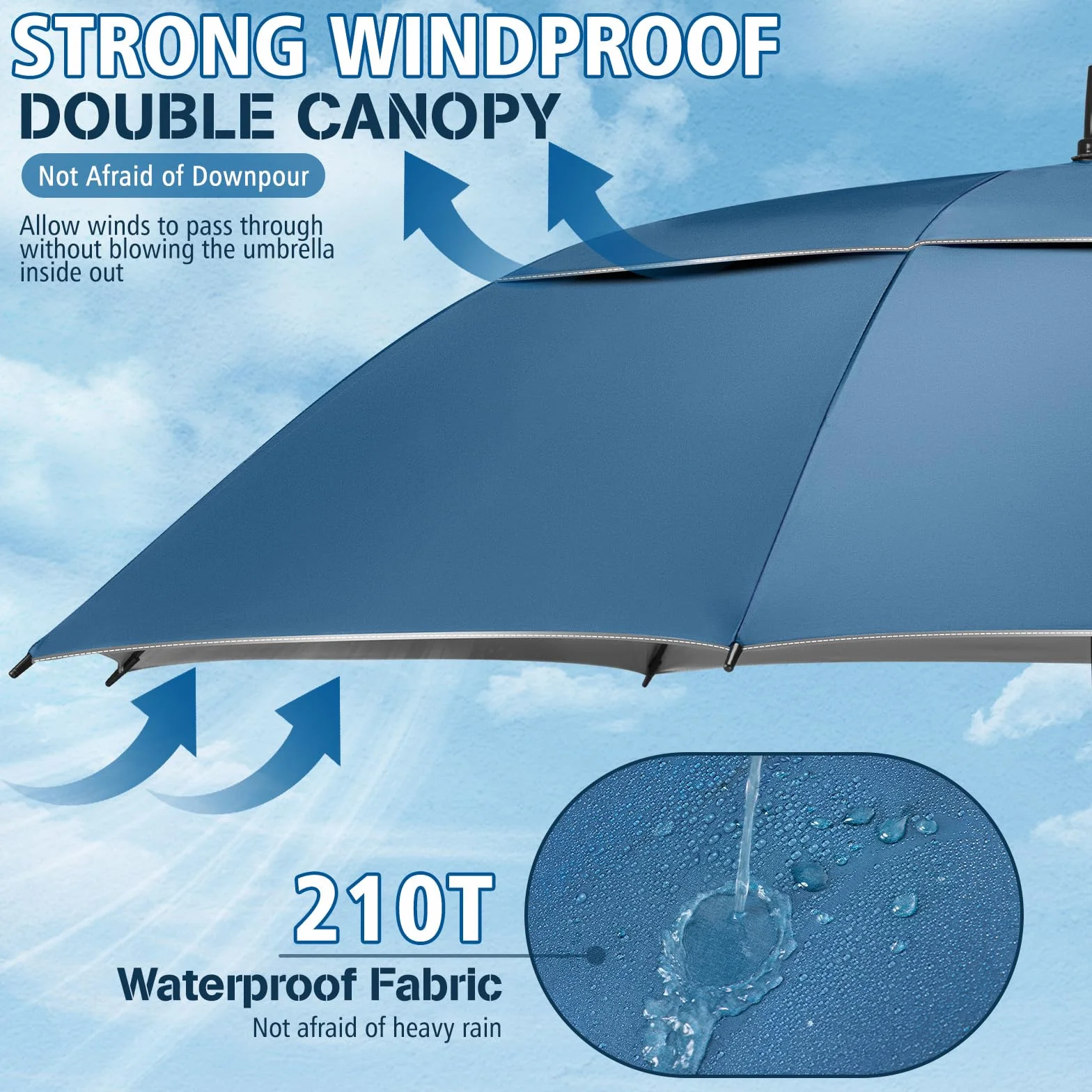 NINEMAX Parasol golfowy 156/175 cm UV Ochrona XL/XXL Wiatroszczelny Automatyczne Otwieranie