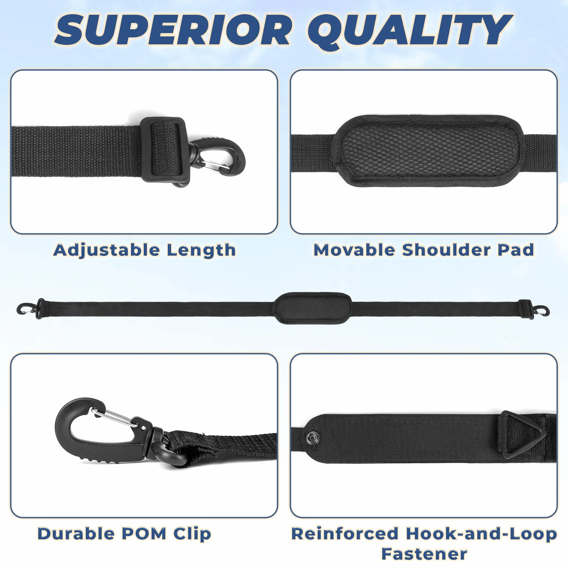 Ski Strap and Pole Carrier – Black – Adjustable shoulder strap for easy carrying of skis and poles