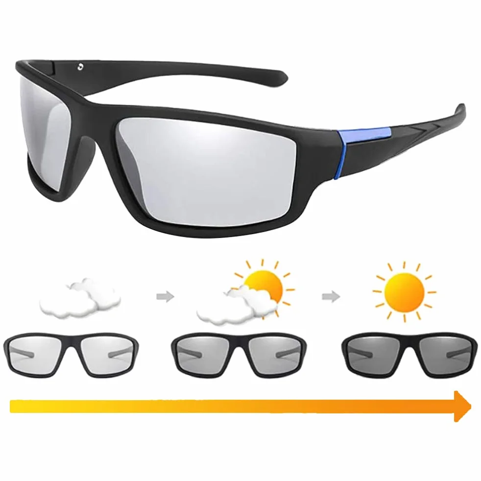 Fotochromowe Okulary Przeciwsłoneczne Sportowe UV400 Spolaryzowane Niebieski