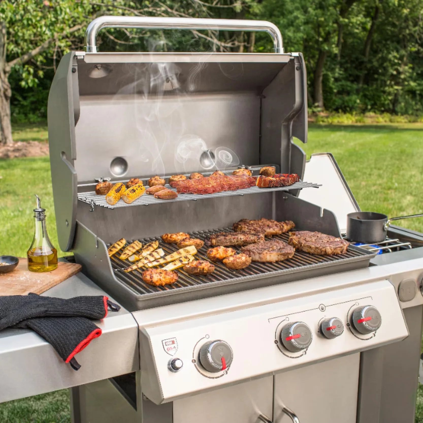 onlyfire Kratka do podgrzewania do grillów gazowych Weber Genesis II serii 300, 65,5 cm, stal nierdzewna, do modeli Genesis II E-310/E-315, II E-330/E-335, II S-310/S-335