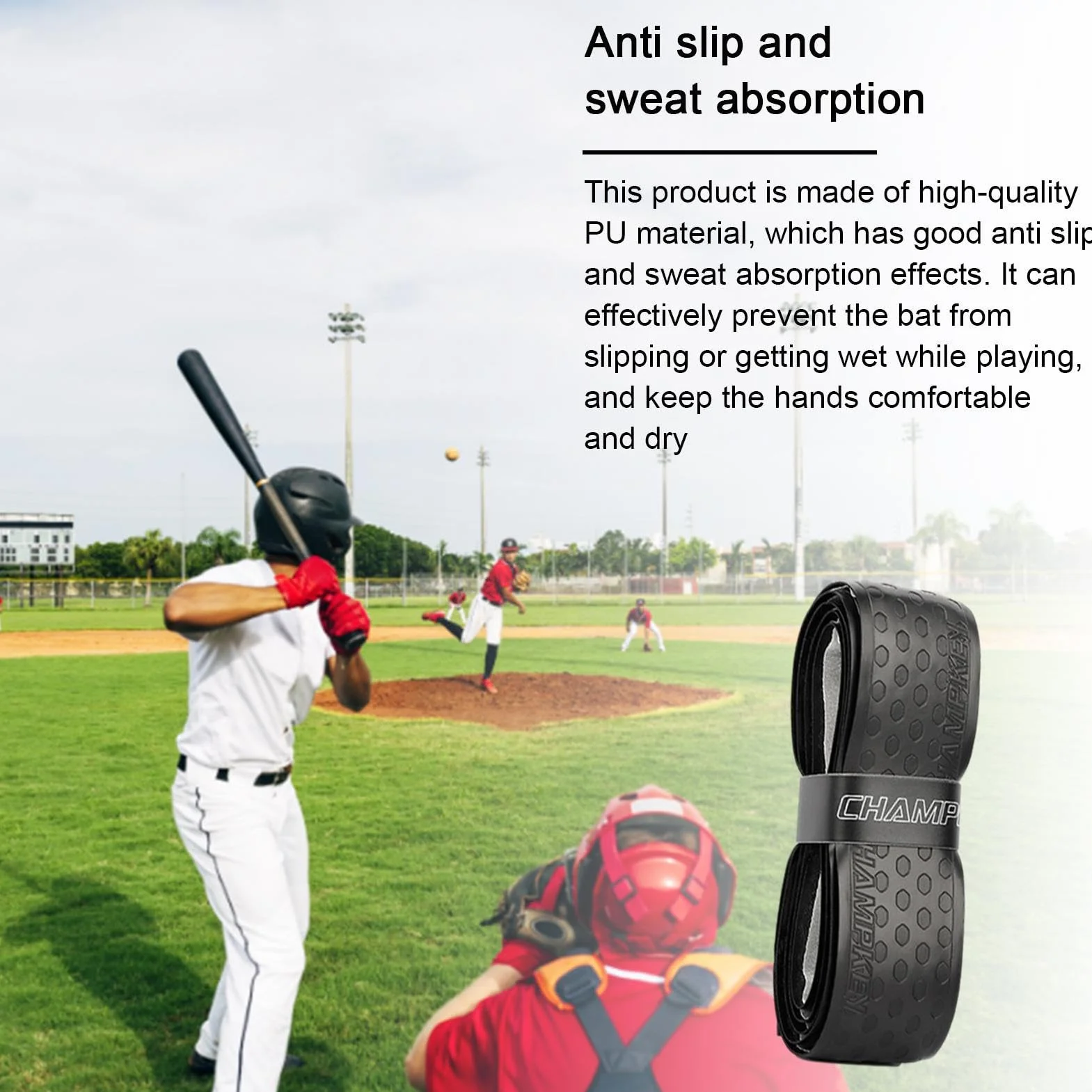 Générique Bat Grip Tape do baseballu | 1m antypoślizgowa nakładka do tenisa, antypoślizgowa nakładka na uchwyt rakietowy, pas pochłaniający pot do hantli