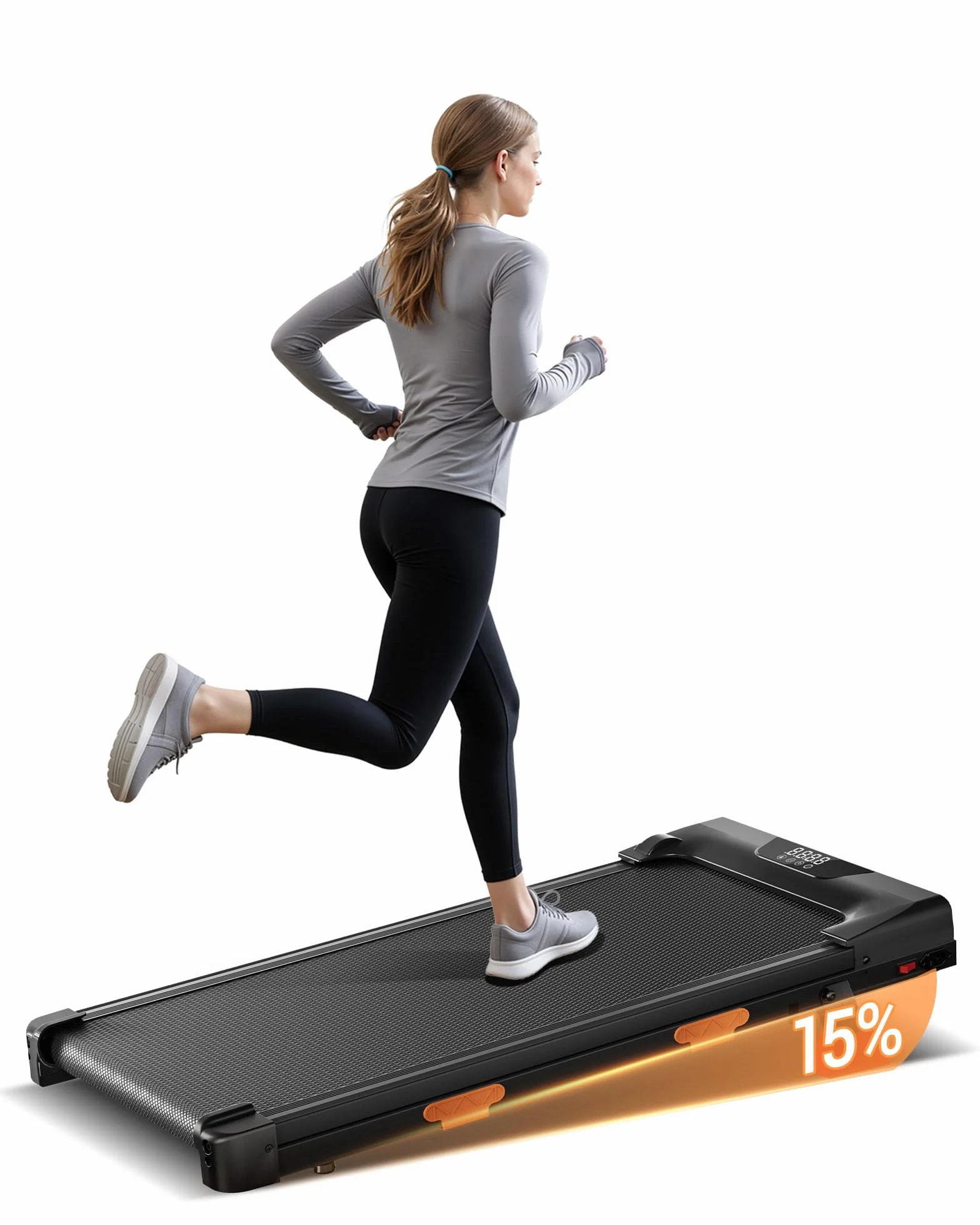 LONTEK Bieżnia domowa z nachyleniem 15%, 10 km/h, 2,5 KM, wyświetlacz LED, pilot