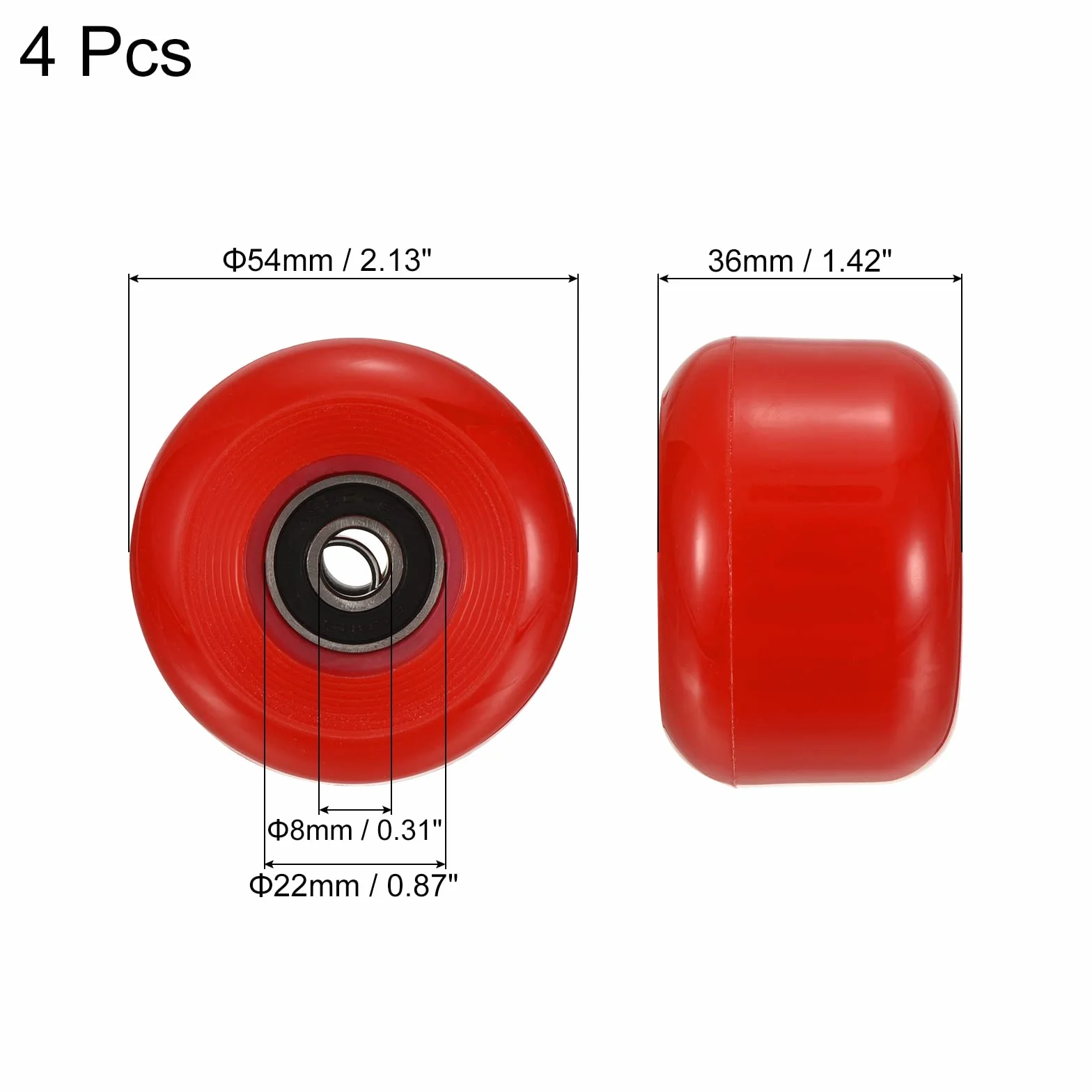 PATIKIL 54 mm koło do deskorolki z łożyskami ABEC-9, 4-pak koła uliczne do deskorolek Cruiser koło zapasowe 85A, czerwone