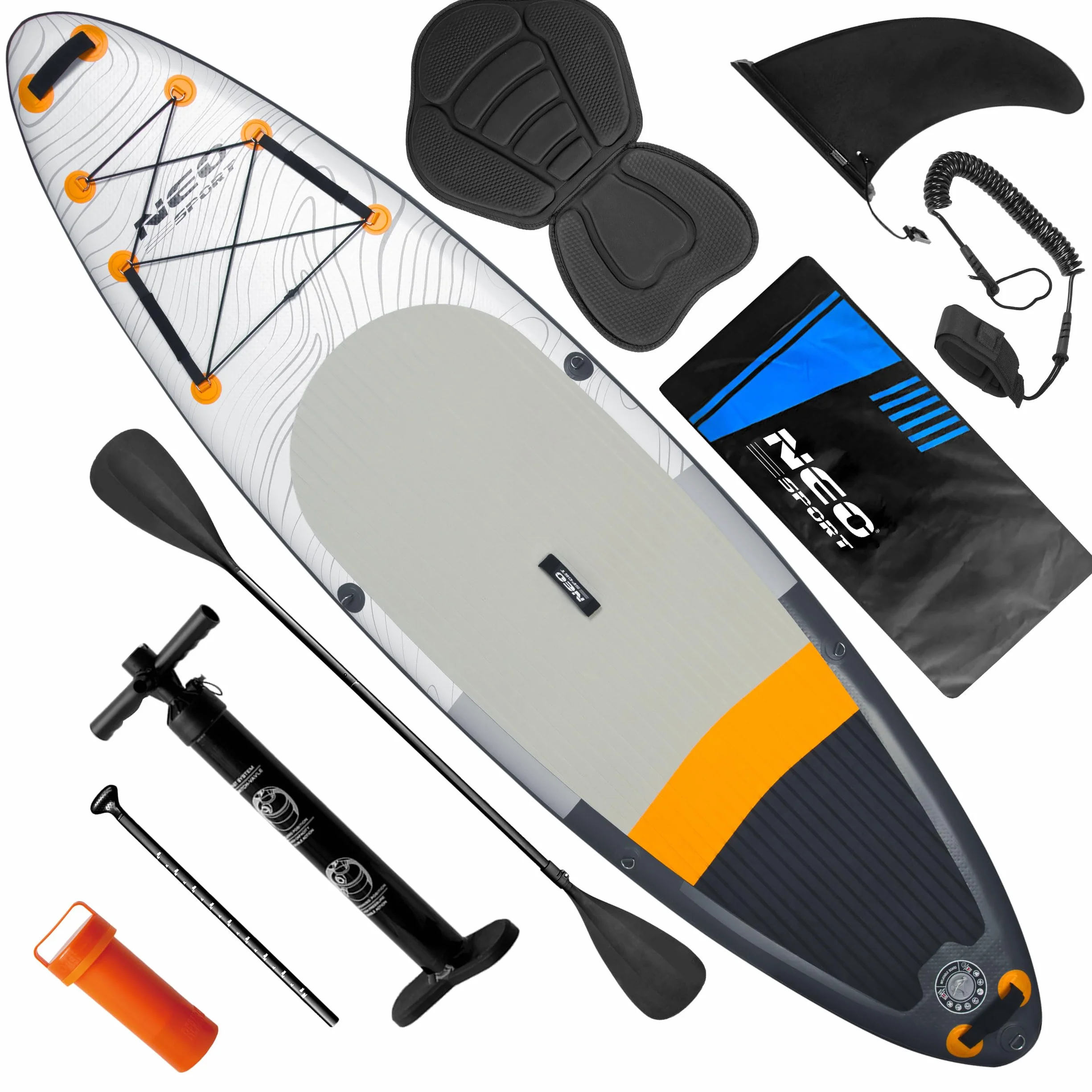 Neo-Sport Deska SUP Nadmuchiwana 320 x 84 x 15 cm z Pompką Ręczną Smyczą Plecakiem Siedziskiem