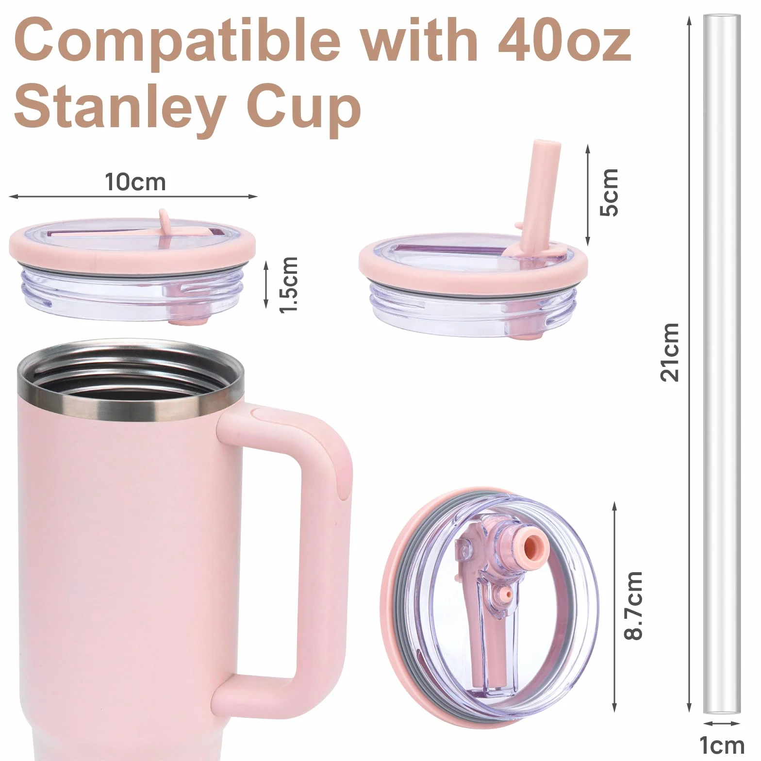 Stanley 2 szczelne pokrywki z tritanu do kubka Stanley, wielokrotnego użytku, różowe