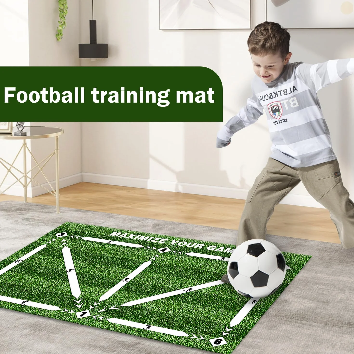 Mata treningowa do piłki nożnej, antypoślizgowa mata treningowa dla umiejętności piłki nożnej, antypoślizgowa, odporna na uderzenia, cicha mata sportowa do piłki nożnej, mata treningowa dla dzieci