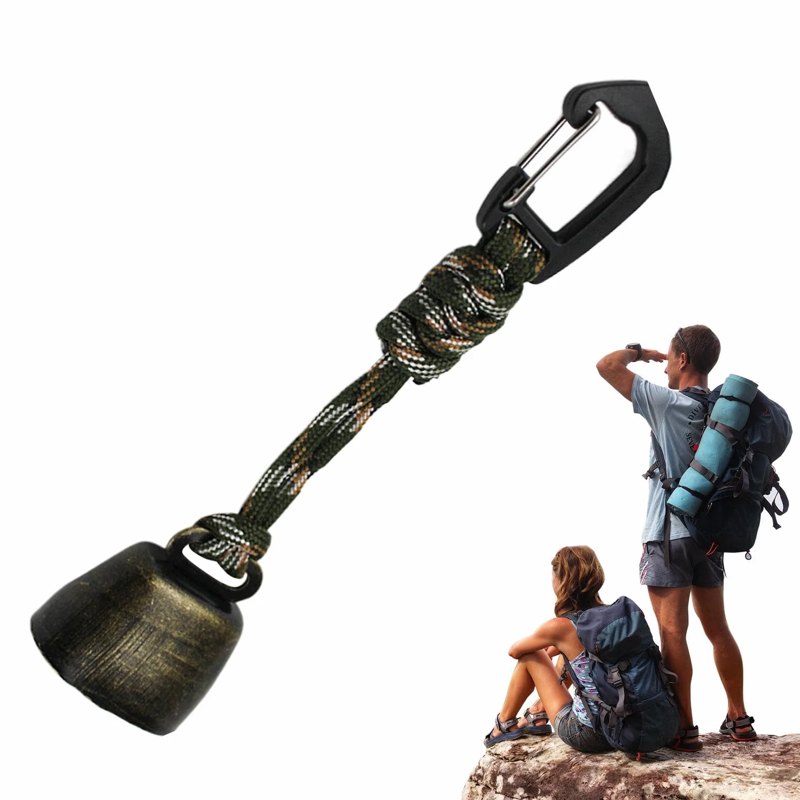 Dzwonek survivalowy na zewnątrz, mały dzwonek niedźwiedzia z tłumikiem