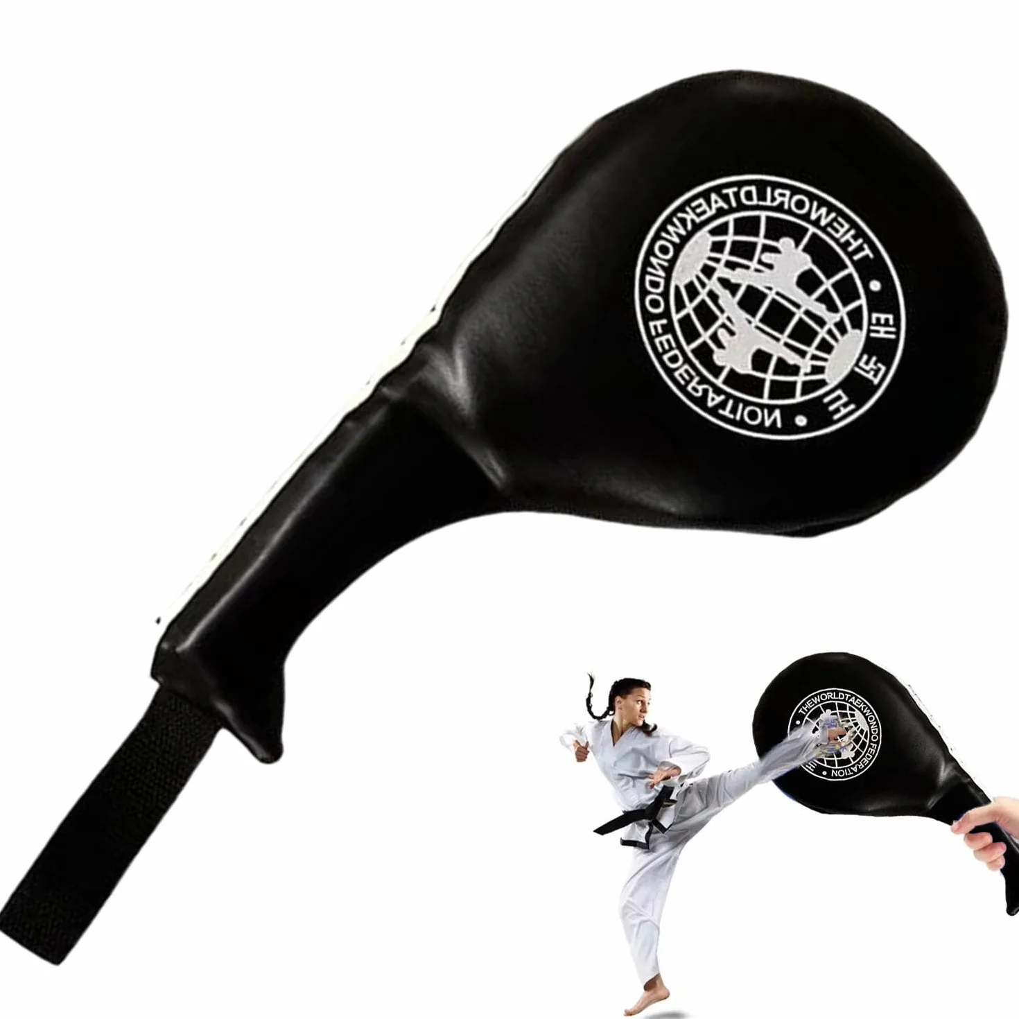 TMRBBesty Taekwondo Kick Pad, podwójne uderzenie Taekwondo, podkładka do rozbijania karate, dwuwarstwowa konstrukcja, czarna, gąbka