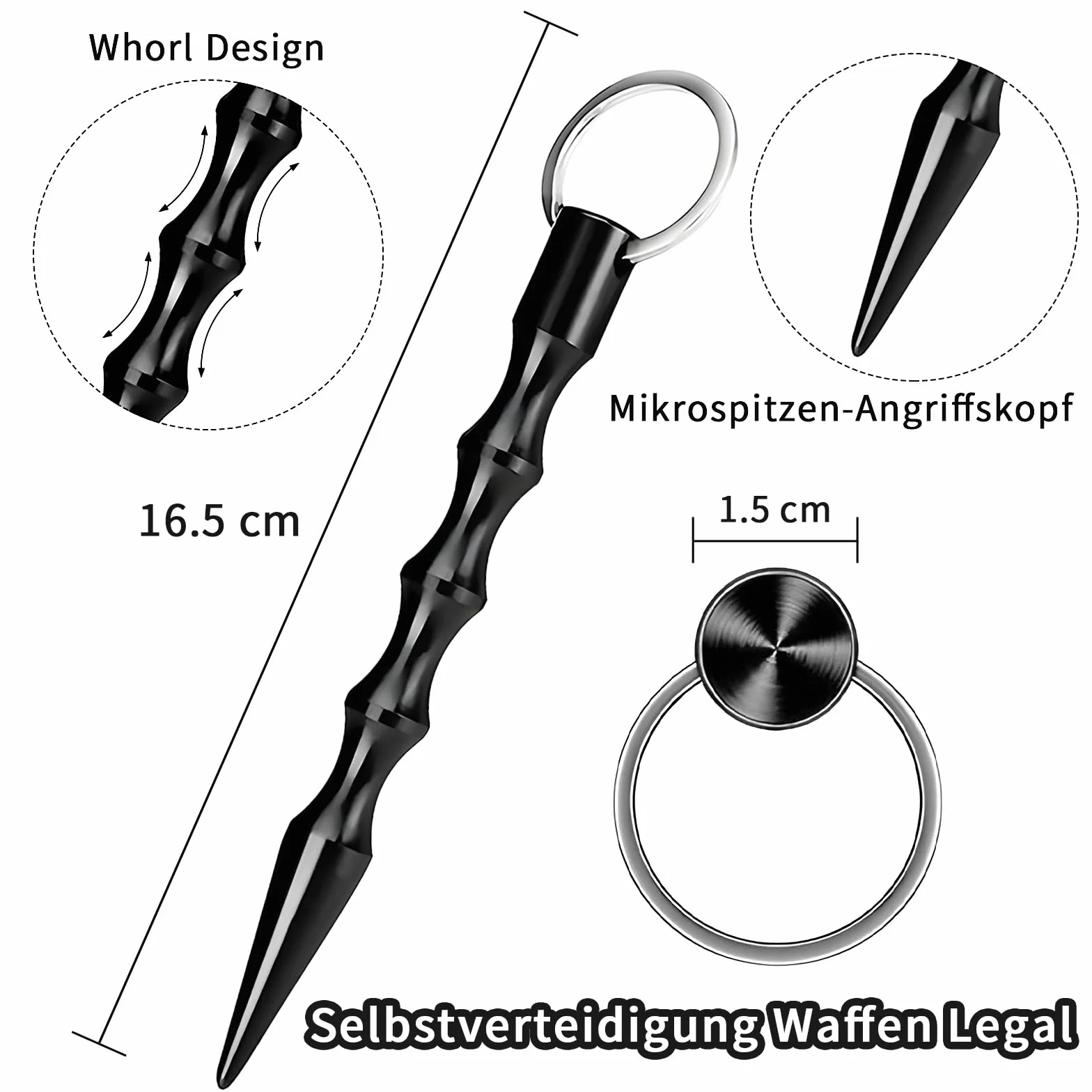qingmeng Kubotan, Kubotan broń do samoobrony, legalna, breloczek do kluczy, broń obronna dla kobiet, wzmacniacz ciśnienia, samoobrona, breloczek do kluczy, czarny