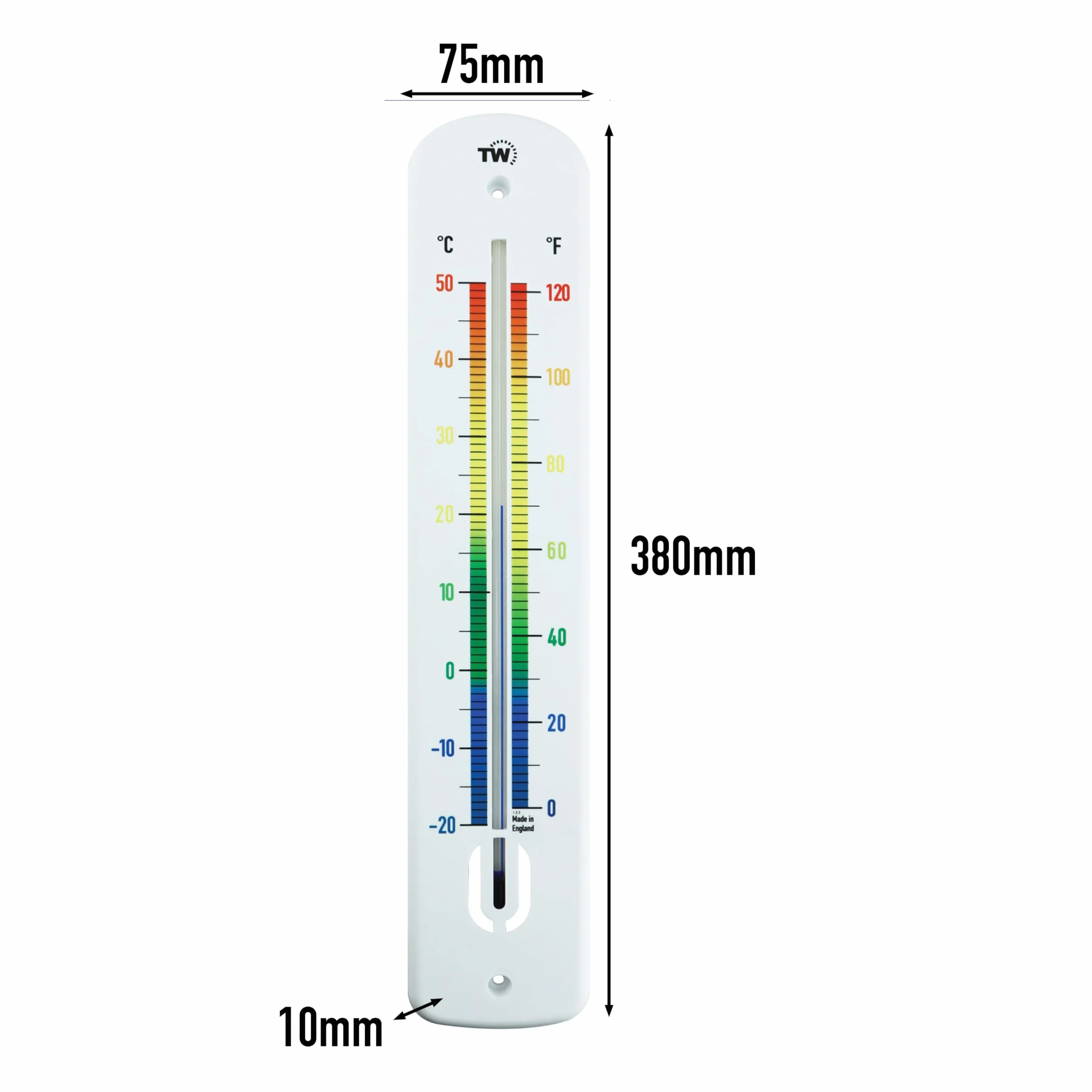 Duży termometr zewnętrzny 380 mm, ogrodowy, do zewnątrz, szklarni, Patio, Taras, szopa, ścianę, klasyczny, wewnątrz, Miernik temperatury (wielokolorowy)