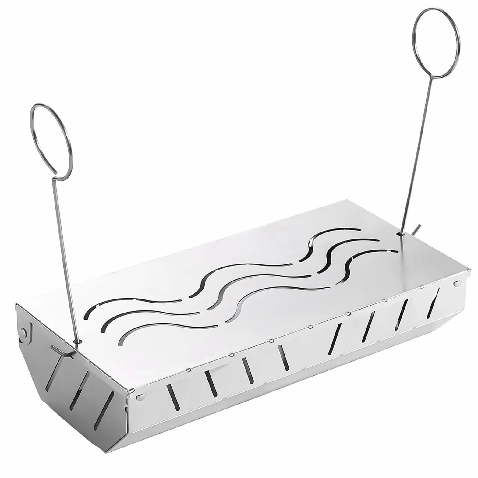 Puszka w?dzarnicza, stal nierdzewna drewniana skrzynka z chipami, akcesoria do grill, Vented Lid Design, w?giel drzewny do grillowania na zewn?trz, dodaje bogaty przydymiony zapach, 24,5 x 11,7