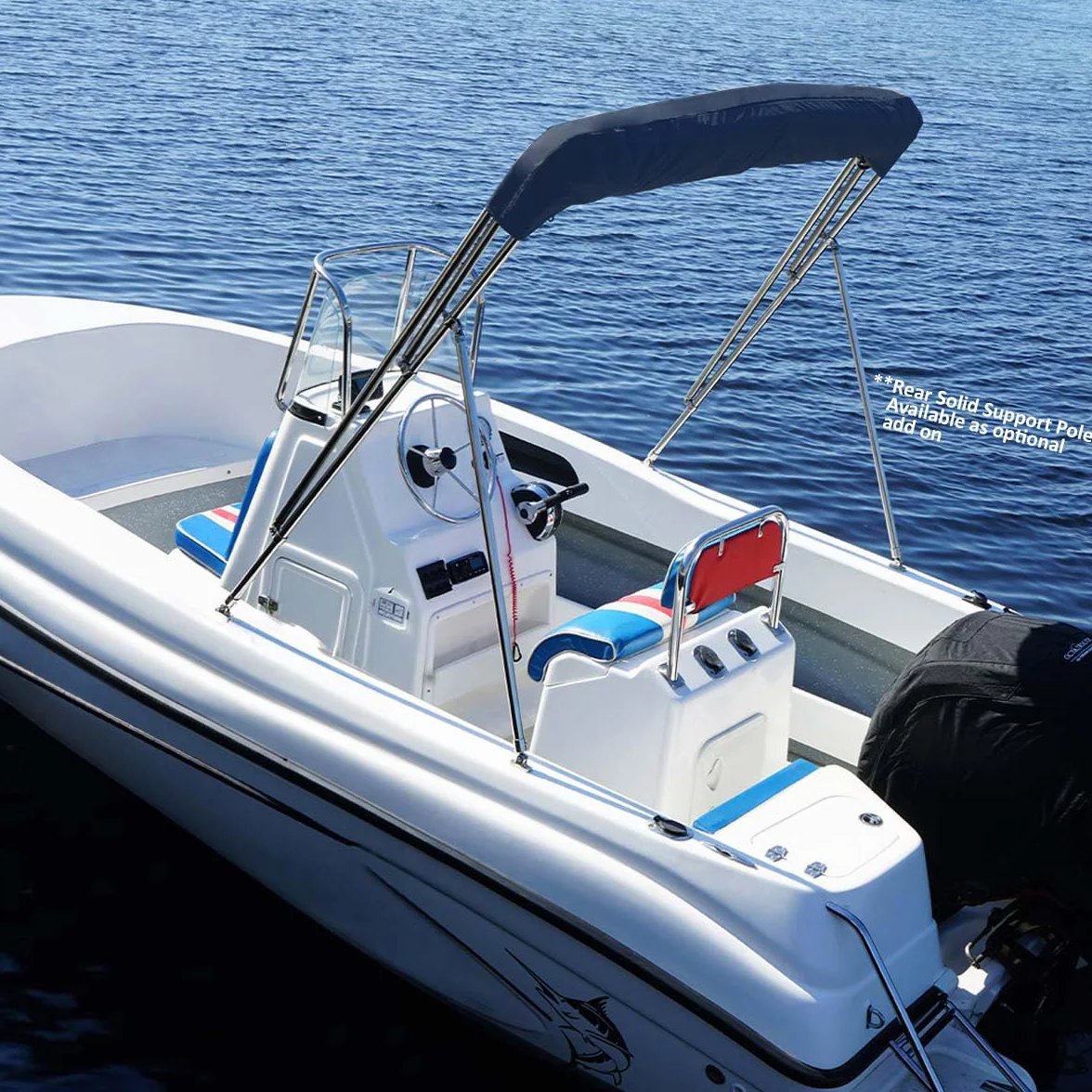 Oceansouth Blat Bimini ze stali nierdzewnej 3 kokardki zintegrowany bagażnik ciemnoszary 1,9-2,1 m