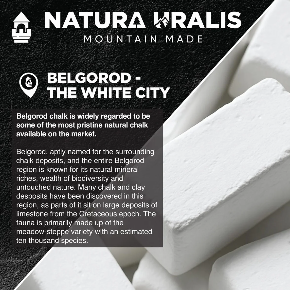 Natura Uralis Mini Batony z Premium Kreda Belgorodzka | 500g Białej Kredy - Niesamowity Chrup, Aksamitna i Zwarta Tekstura, ASMR, Naturalny Węglan Wapni
