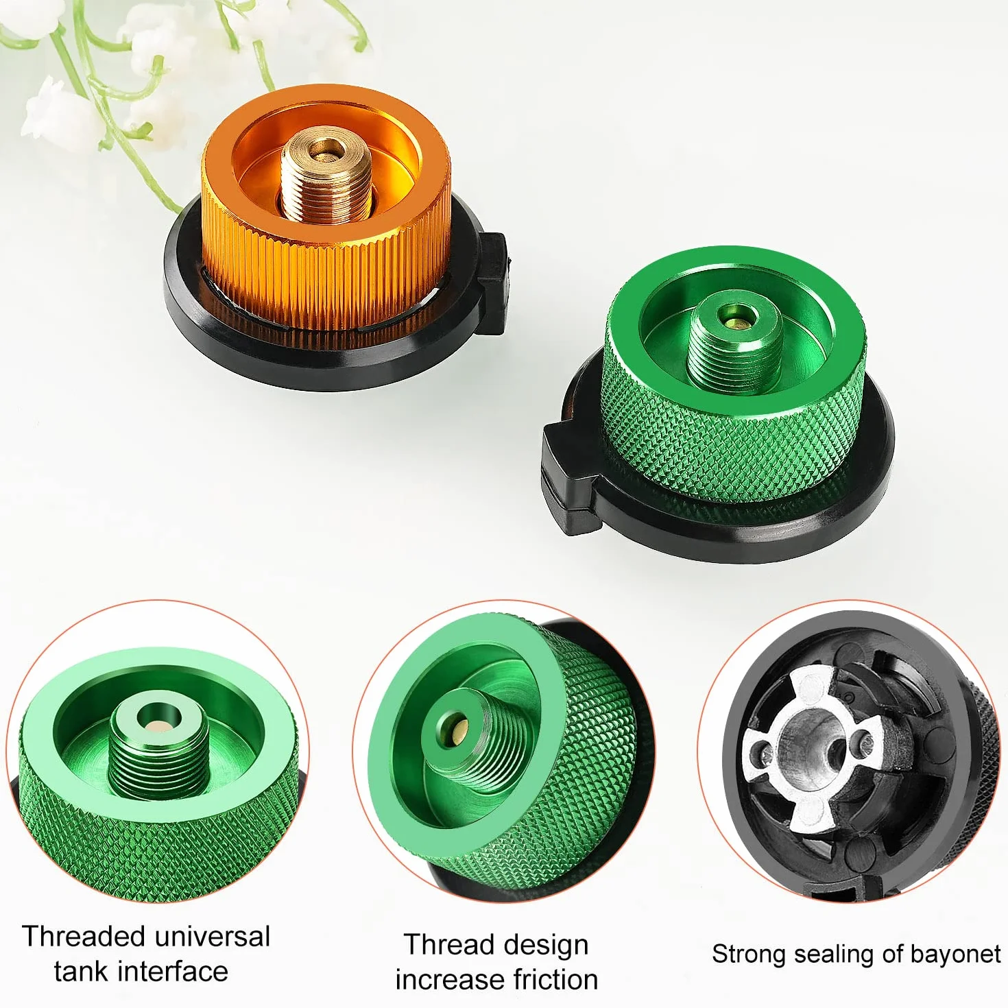 Adapter do kartuszy gazowych, 2 sztuki, adapter do kartuszy gazowych, zestaw adapterów do kuchenki kempingowej, palnika, przyłącza do kuchenki