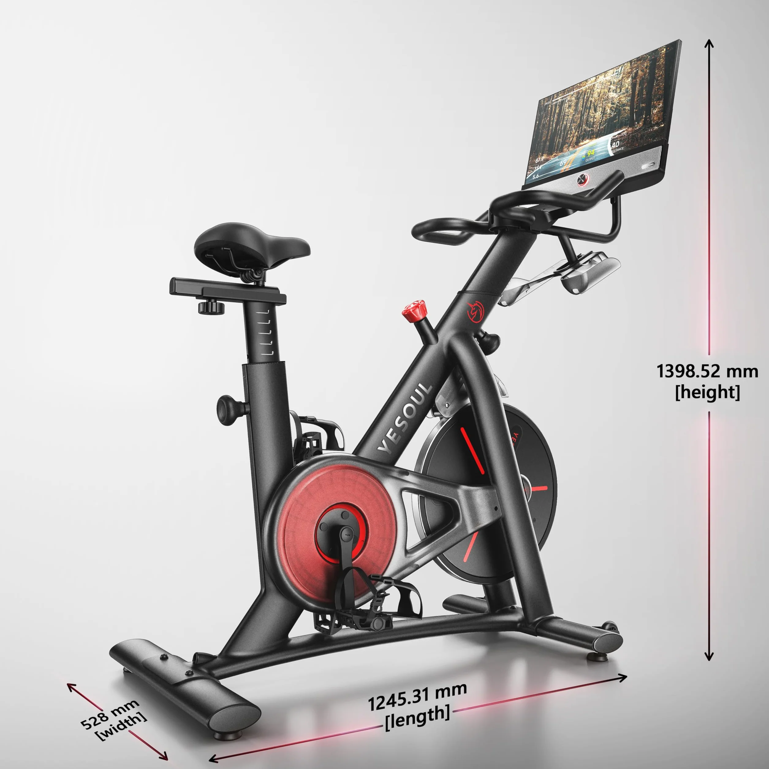 YESOUL G1M Plus trenażer domowy, cichy rower treningowy do treningu kardio z nowym ekranem FHD 21,5", oporem magnetycznym, dźwiękiem 360° i odbiciem ekranu