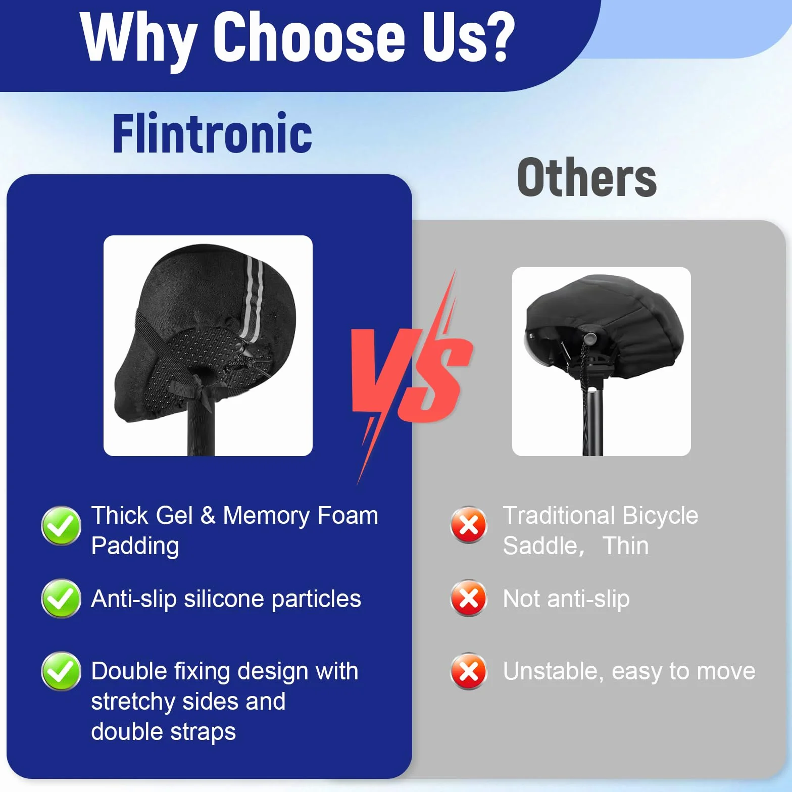 flintronic Ergonomiczny pokrowiec na siodełko rowerowe wodoodporny