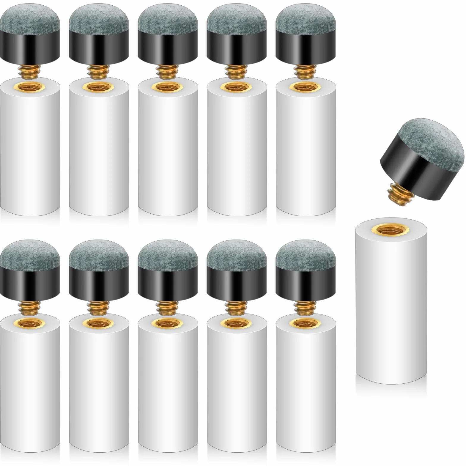Końcówki do kija bilardowego 12 mm zestaw 10 sztuk Dimeho