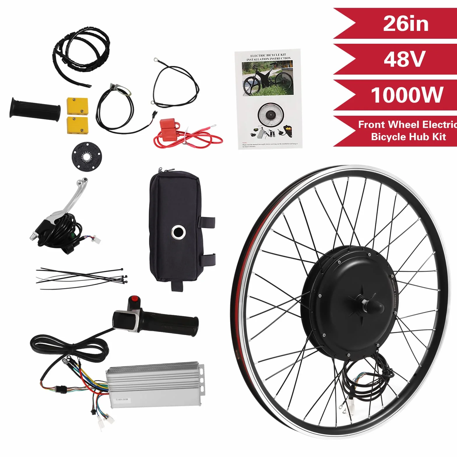 MccoMMon Zestaw do konwersji silnika elektrycznego 1000 W, 48 V, 26 cali