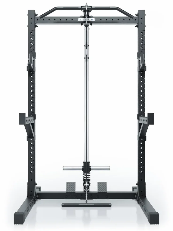 ATLETICA R7 Rider Plate Load Squat Rack z podciągnięciem modułowa rozbudowa Deadlift Station dwie wysokości
