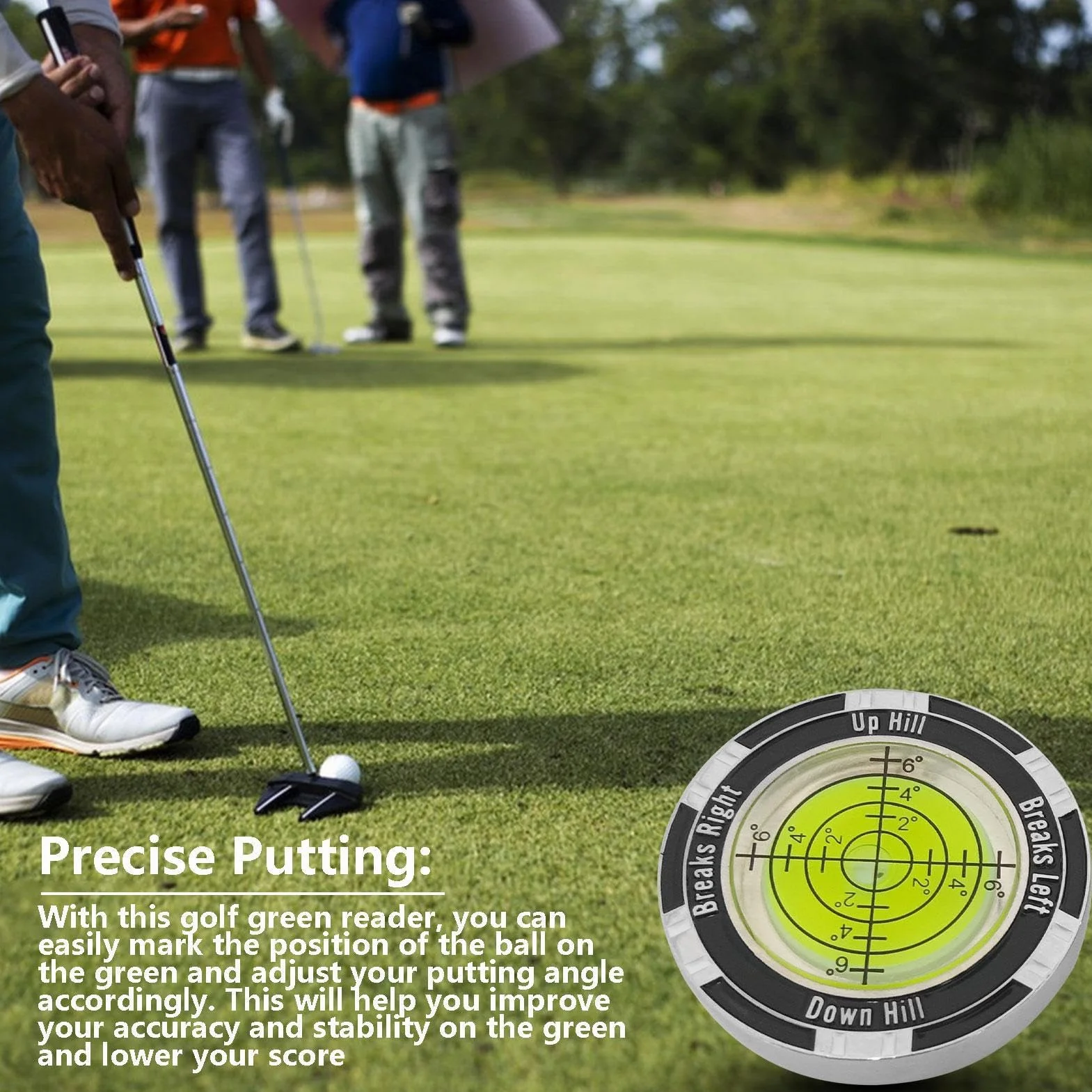 Golf Putt Green Reader – kompaktowa poziomica golfowa do wkładania, znacznik do piłki golfowej z poziomicą, narzędzie treningowe do gry w golfa, aby poprawić grę w rzucanie, odczyt zieleni,