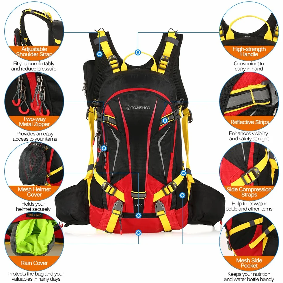 TOMSHOO Plecak 20 l Ultraléger Respirant Imperméable Housse De Pluie Randonnée