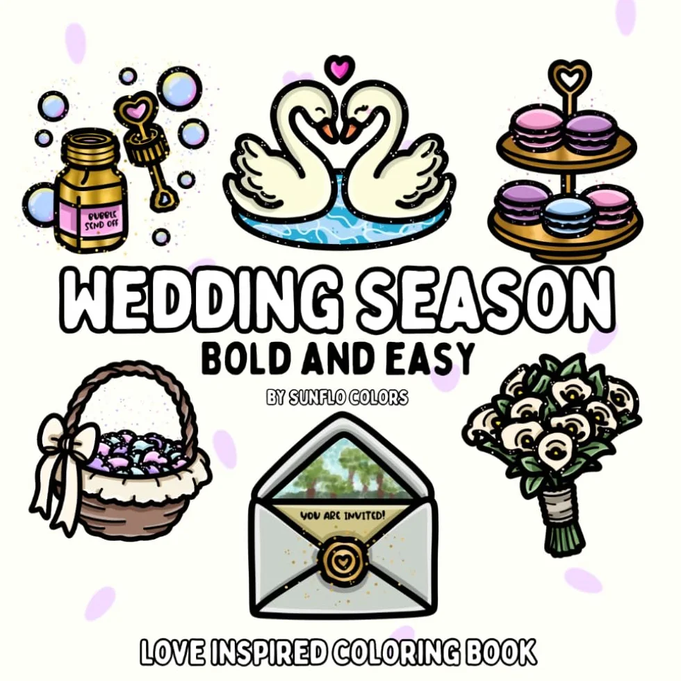Wedding Season: Love Inspired Bold and Easy Coloring Book for Adults or Kids