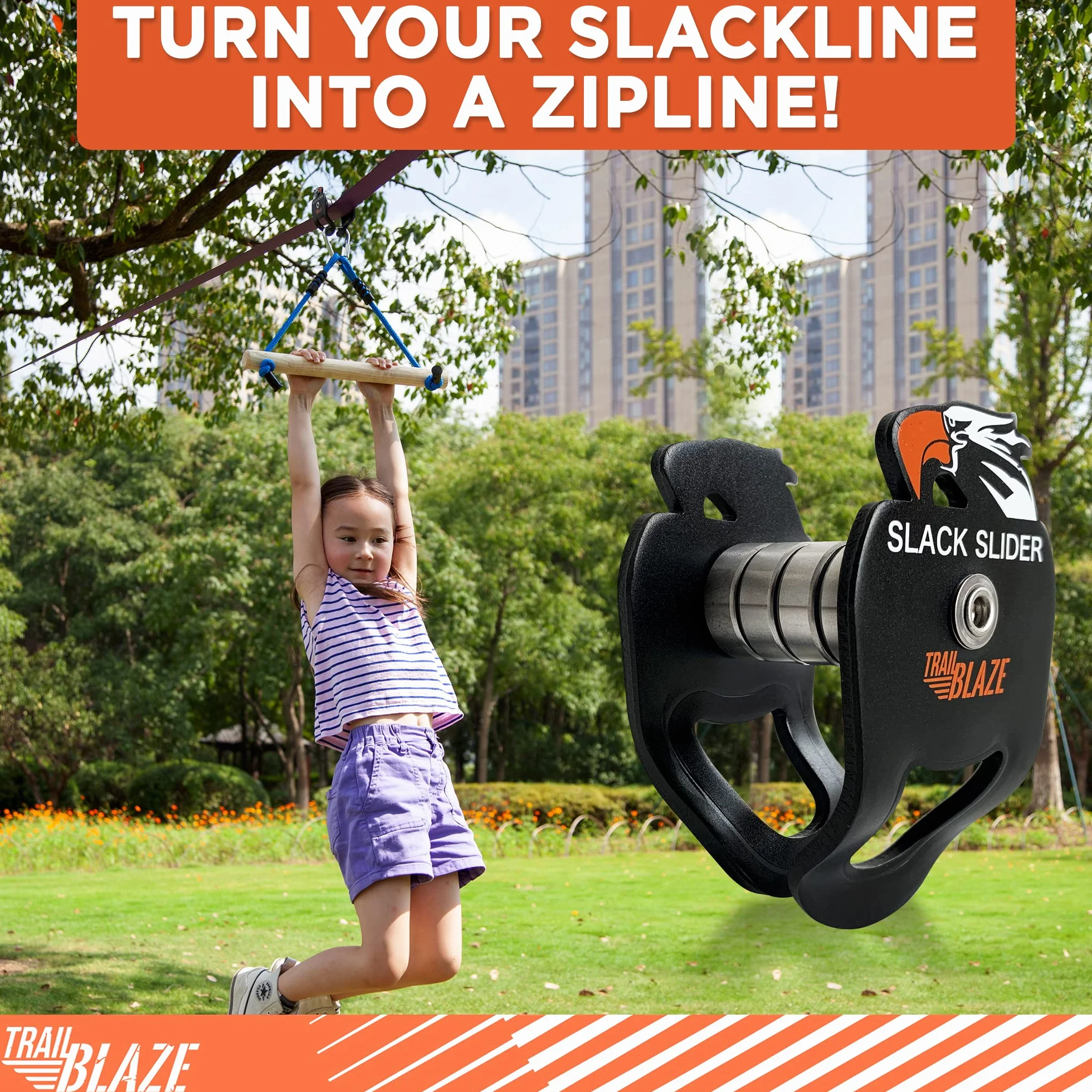 Zipline Zestaw suwaków do Slacklines, nośność 136 kg, tor przeszkód wojownika ninja