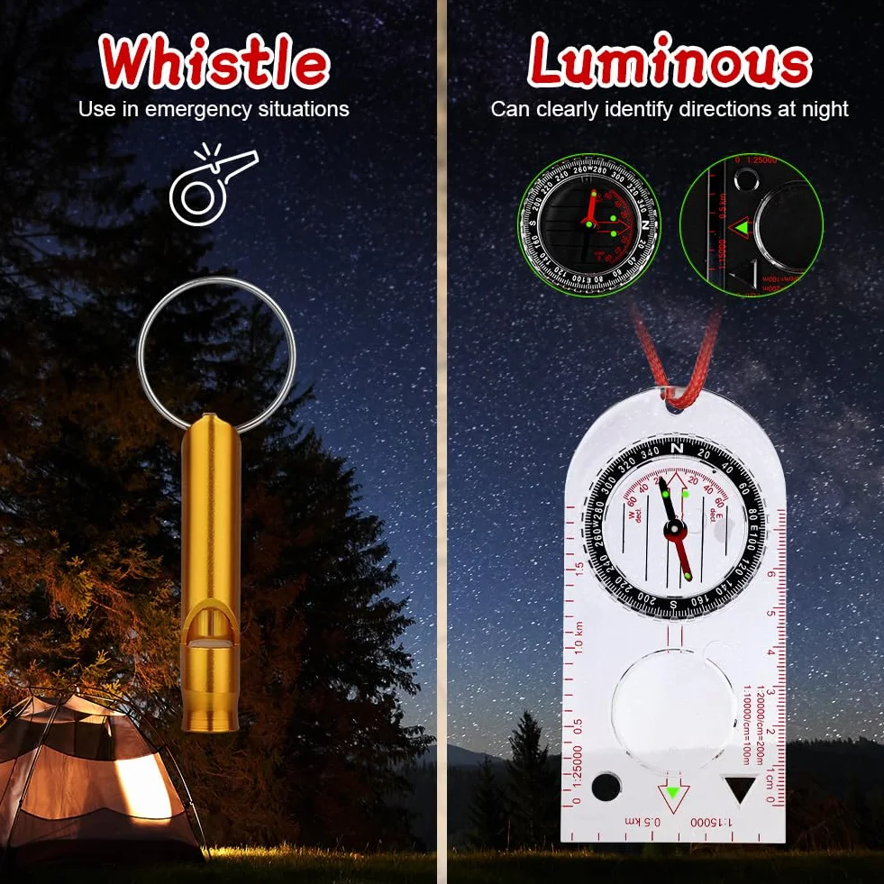 flintronic Kompas outdoorowy kieszonkowy z funkcją świecenia do nawigacji na świeżym powietrzu