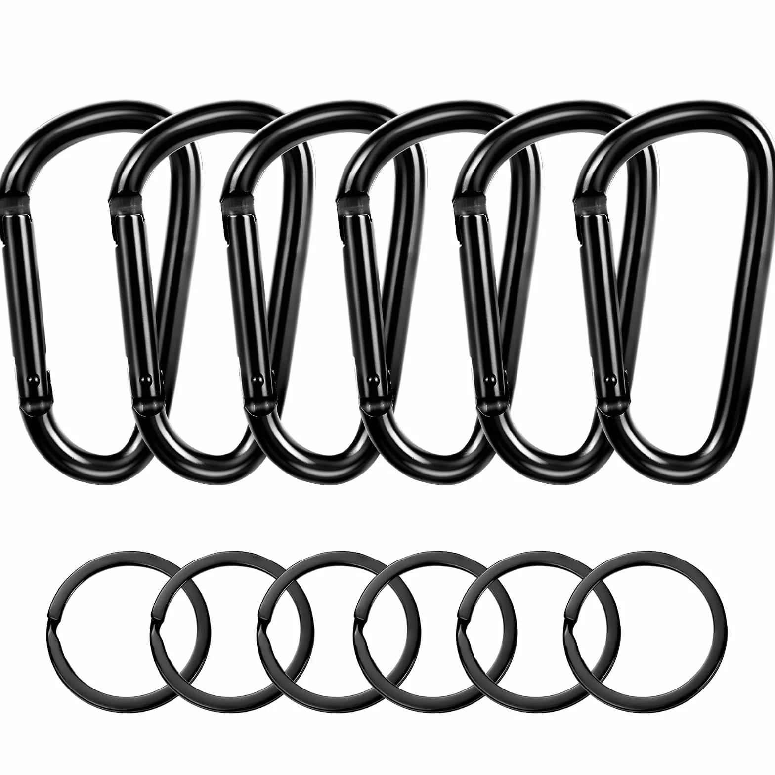Flintronic Zestaw 6 karabińczyków mocujących D-ring ze stopu aluminium do hamaka wędkarstwa
