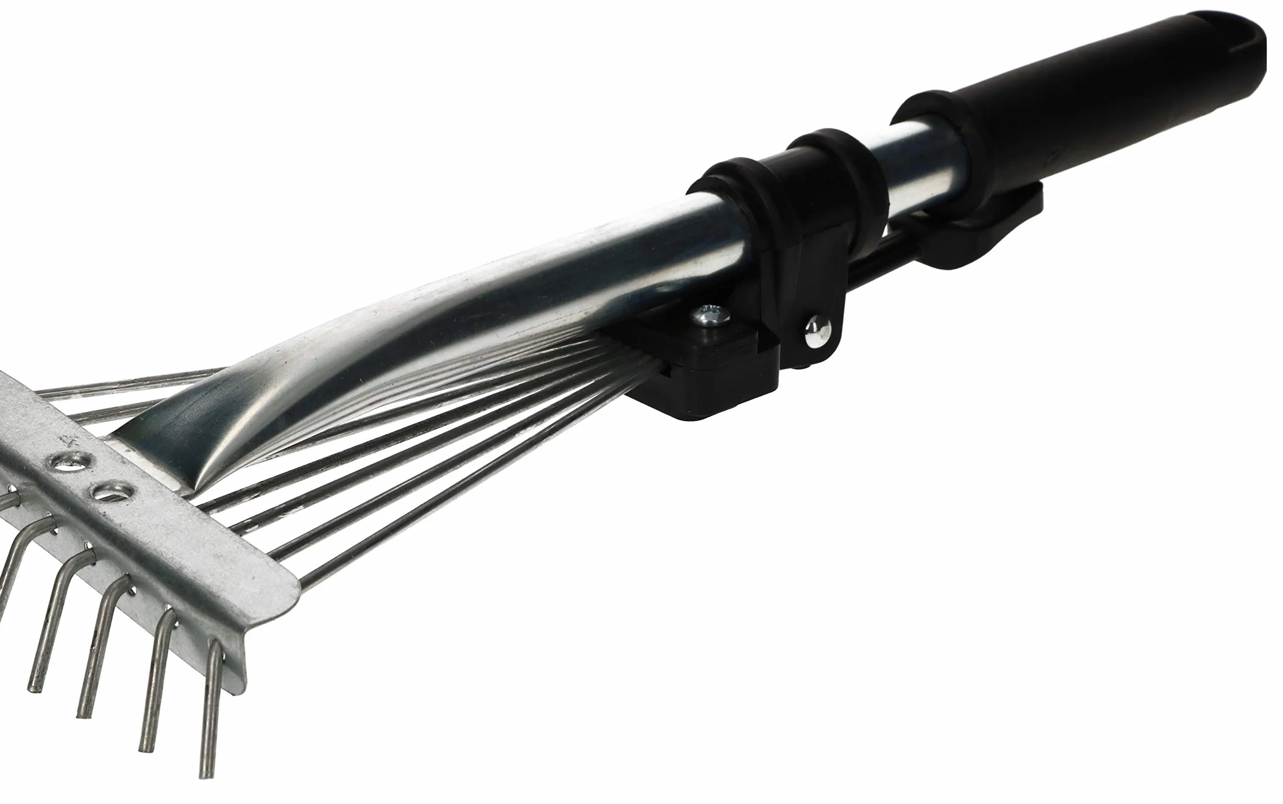 KOTARBAU® Grabki Wachlarzowe Regulowane - 20 cm - Mini Grabie - Małe Grabki Do Rabat - 9 Zębów - Metalowe - Srebrne - Aluminiowy Trzonek Teleskopowy - 2,5-10 cm