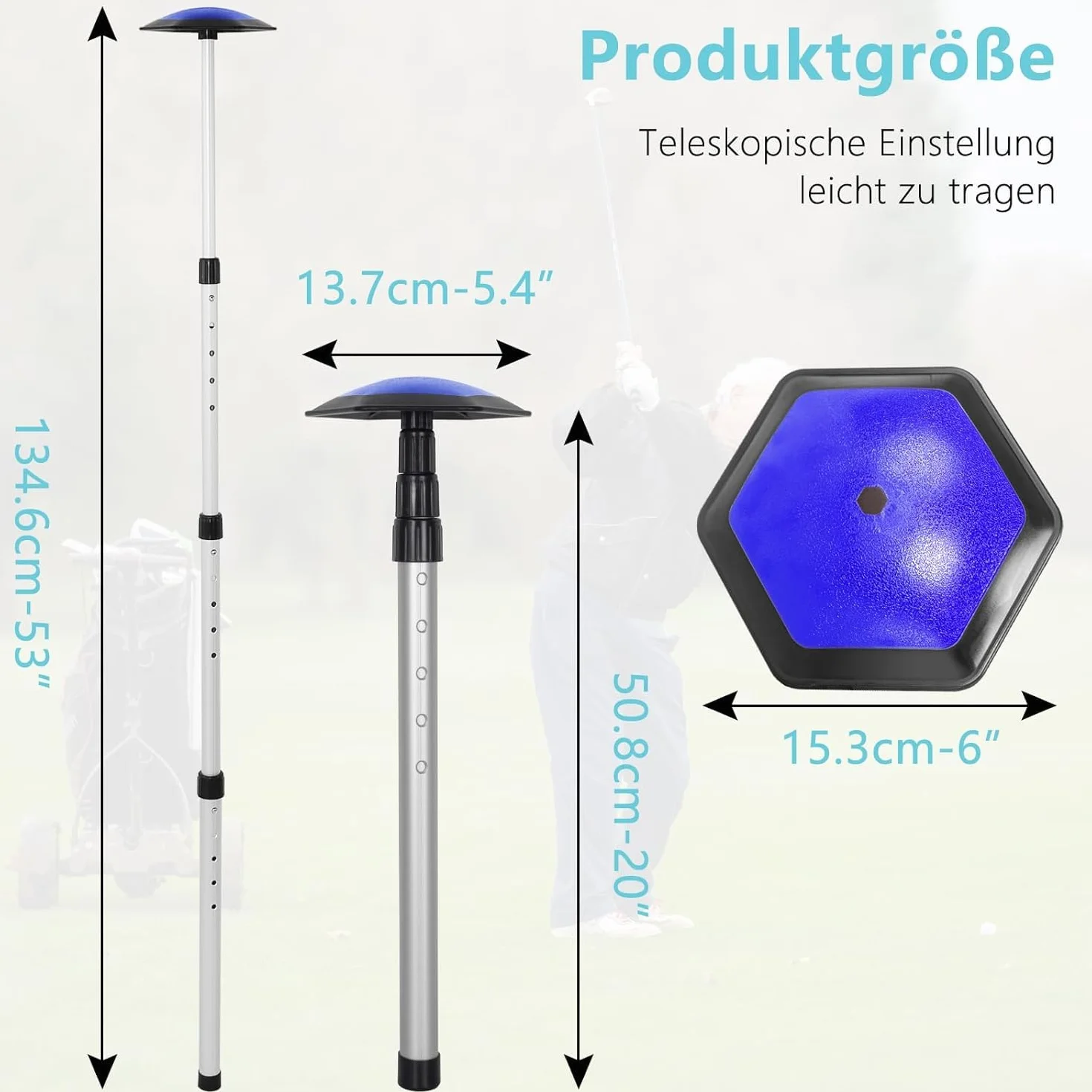 OUUTMEE Torba podróżna do golfa, drążek podporowy, aluminiowy drążek podporowy do golfa, sześciokątny, odporny na uderzenia, pokrowiec podróżny, elastyczny pokrowiec na podróż, do golfa, do klubu golfowego, na podróż, kolor niebieski