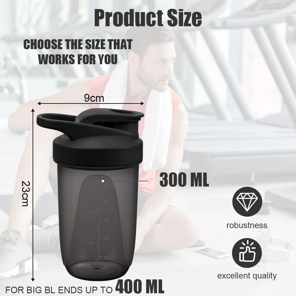 Shaker proteinowy 400 ml ze stali nierdzewnej, 2 sztuki, wolny od BPA, szczelny