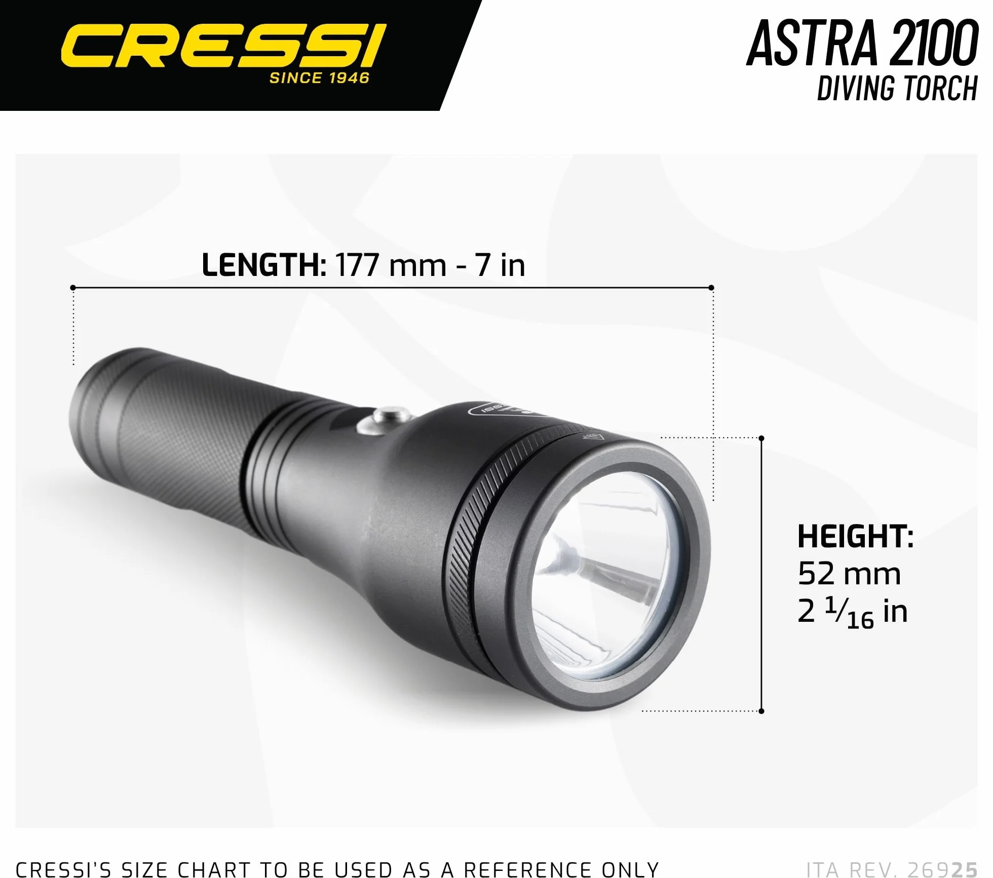 CRESSI Astra 2100 latarka podwodna LED 2100 lumenów wodoodporna IPX8 100 m czarna