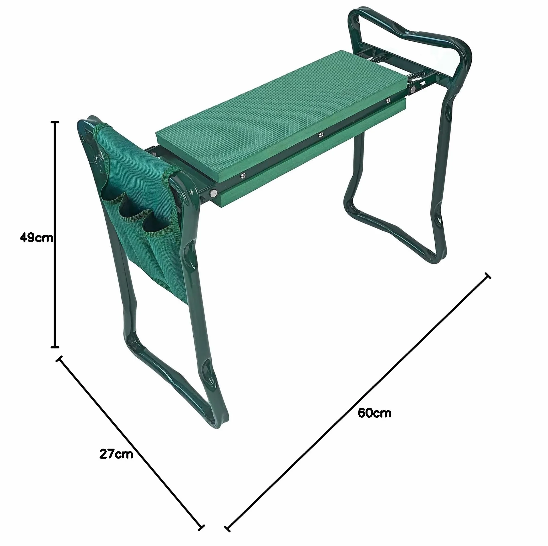 Garden składany ochraniacz na kolana i taboret, wzór 3 w 1, 60 x 27 x 49 cm, zielony
