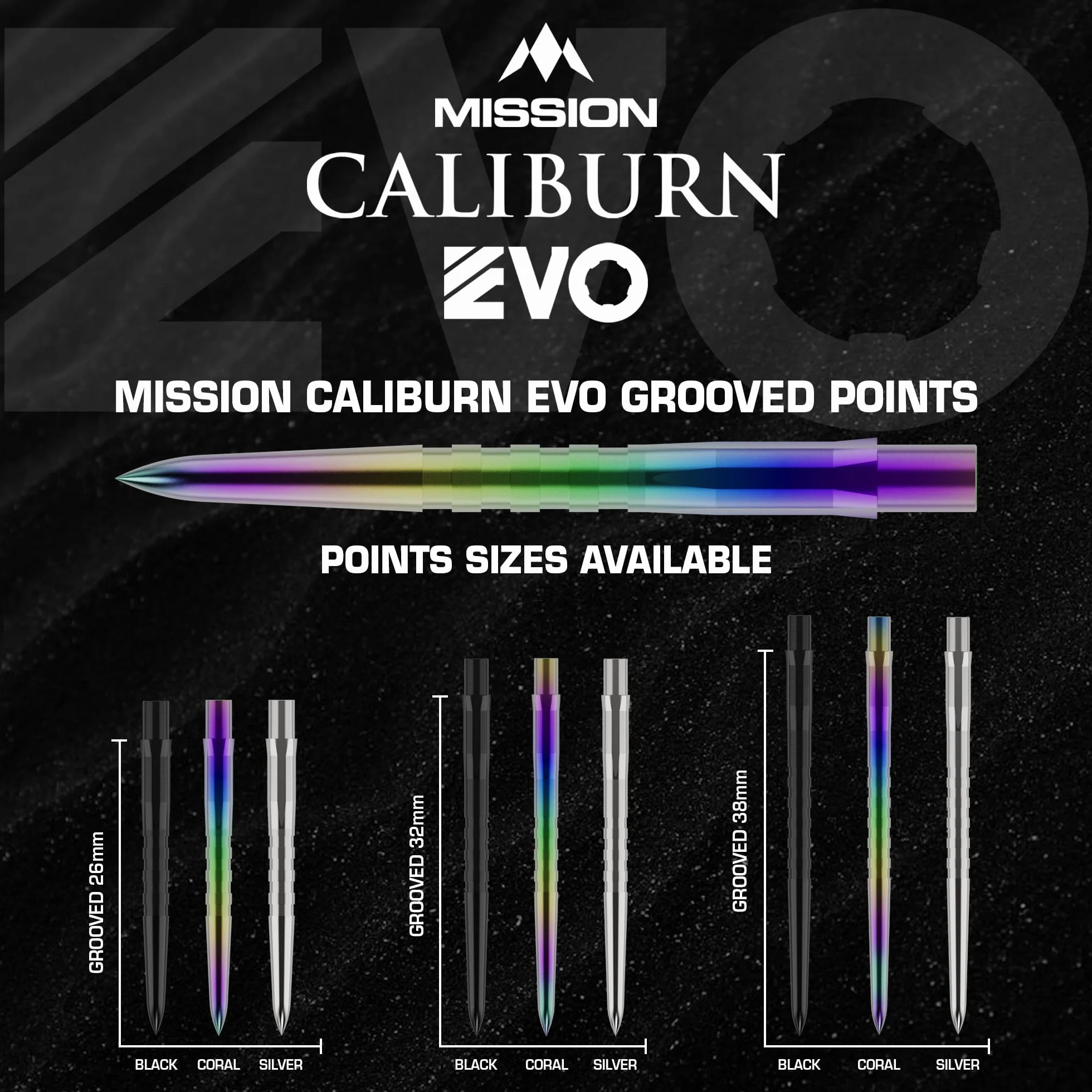 Caliburn EVO Dart Points rowkowane wiele kolorów