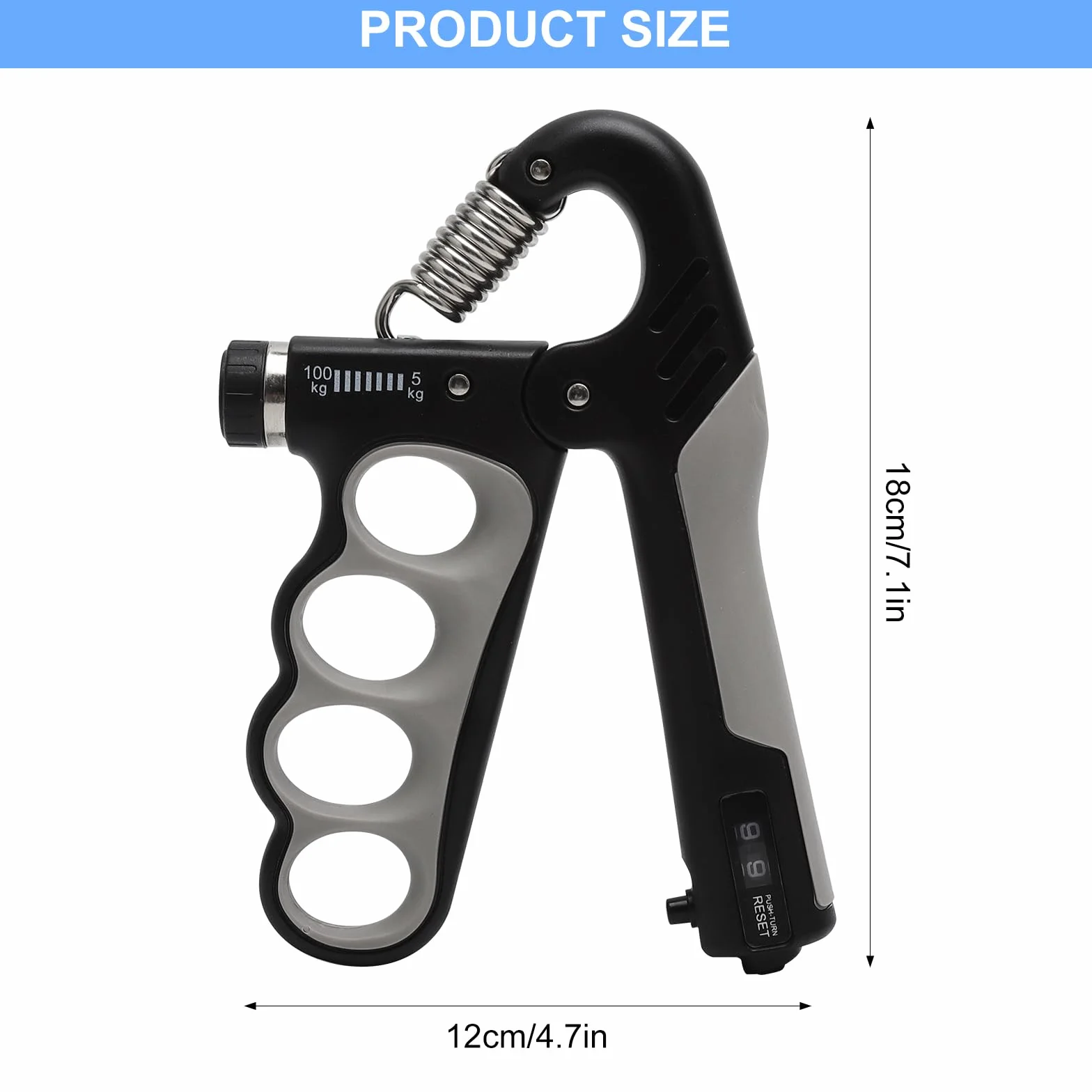 Regulowany Grip Trainer Handgripper 5-100 kg z Elektronicznym Licznikiem, Ergonomiczny Trener Siły Chwytu