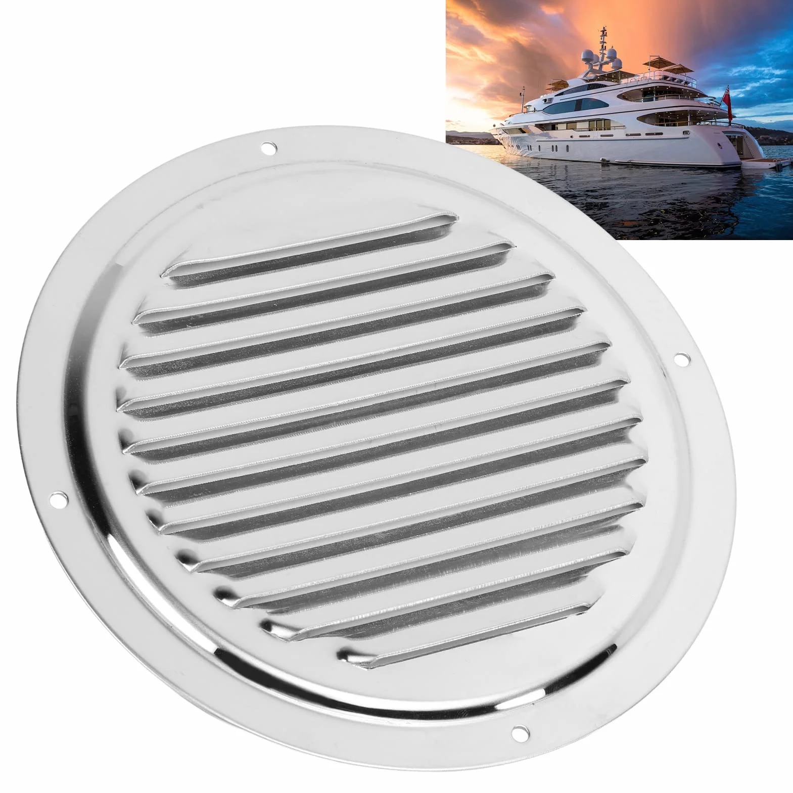 Qiilu Żaluzje Wentylacyjne Marine Air Vent 304 Stal Nierdzewna 5 cali Akcesoria do Łodzi Jachtowych