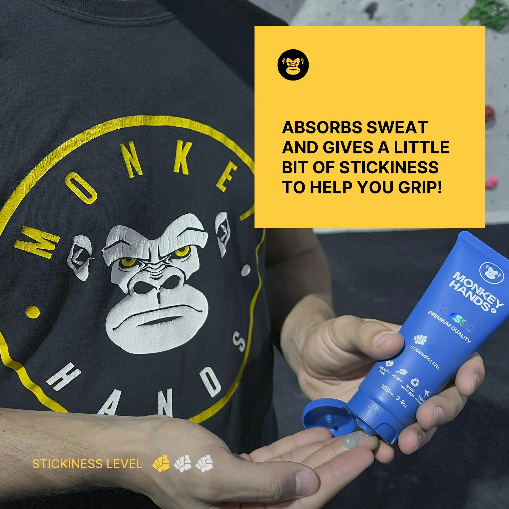 Definitivo Monkeyhands Grip Booster Dry + Light Gel Grip Classic - Idealny do tańca na rurze, Calisthenics, Parkour - pochłania pot i wzmacnia Twój chwyt!