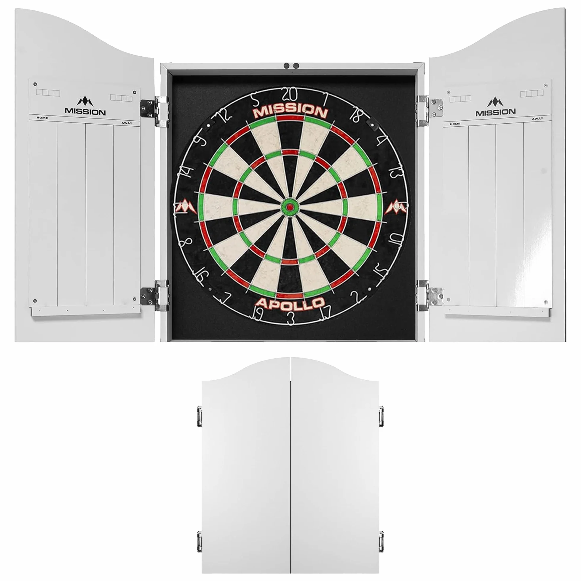Mission Darts CAB011 | Deluxe wytrzymała szafka do darta z tablicami markerowymi, biała