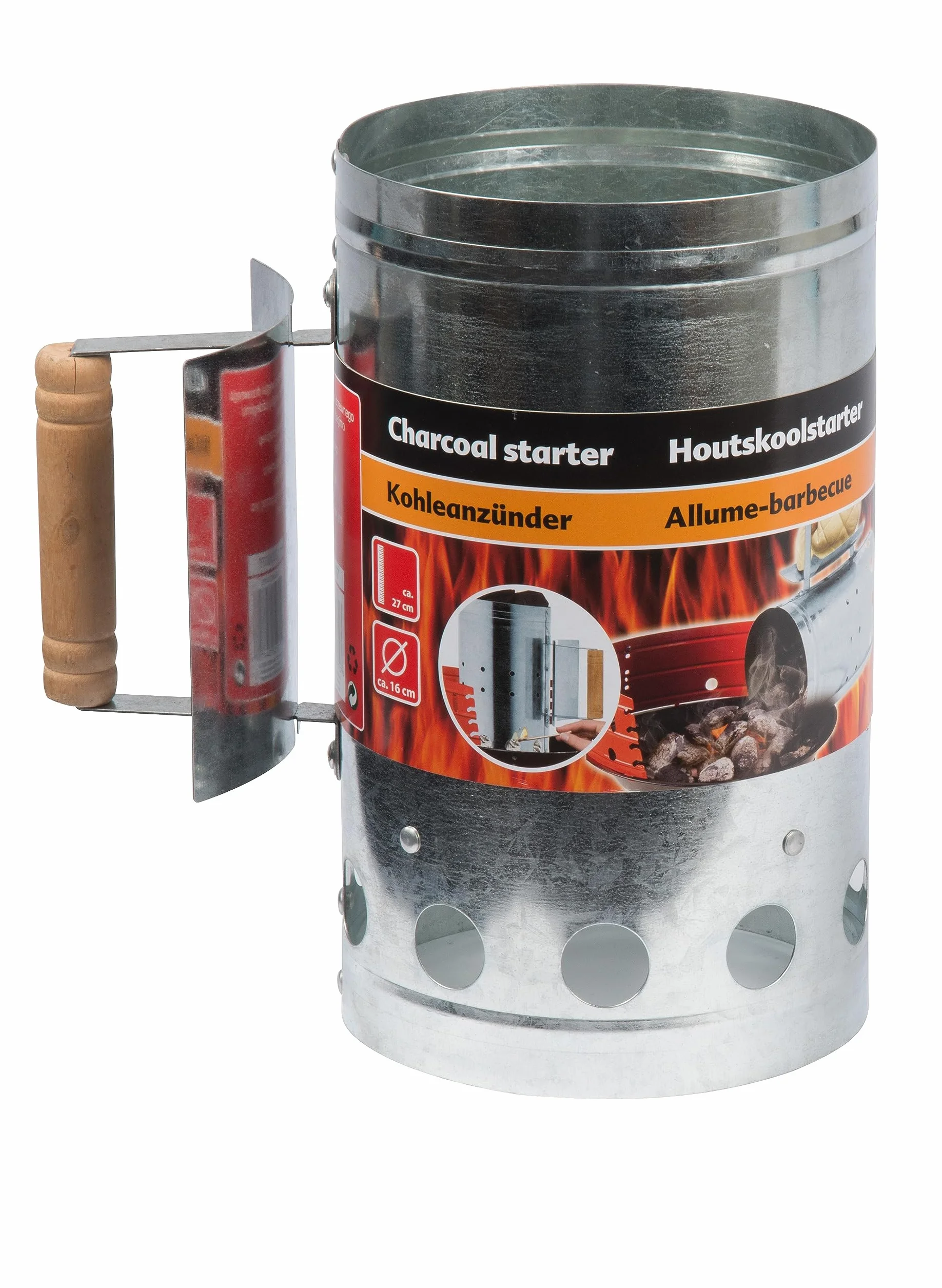 BBQ Collection - grill węgiel drzewny starter - 27 x 16 cm - drewniany uchwyt
