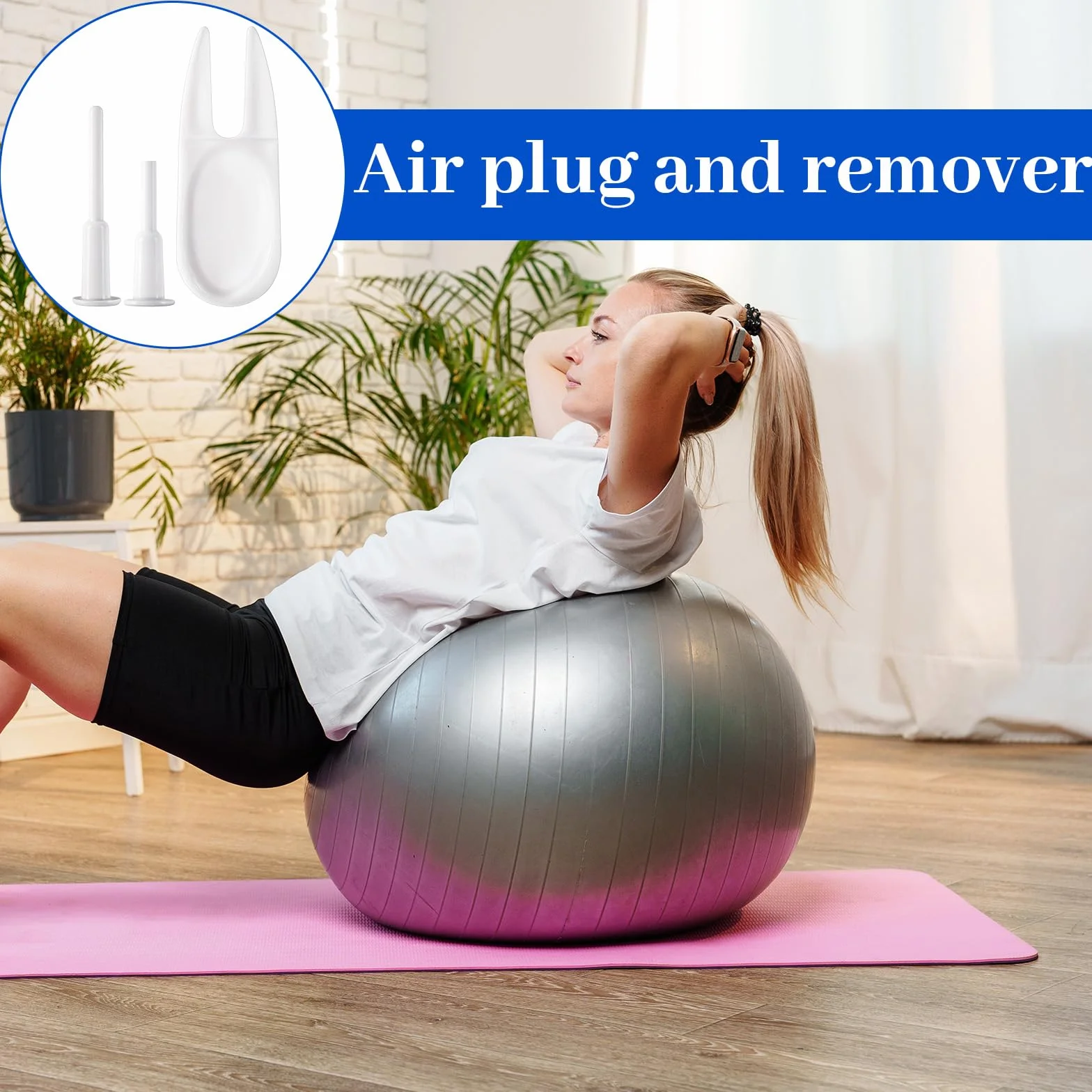 JJUNW Zestaw zatyczek do jogi, piłka gimnastyczna, wtyczka Air Plug