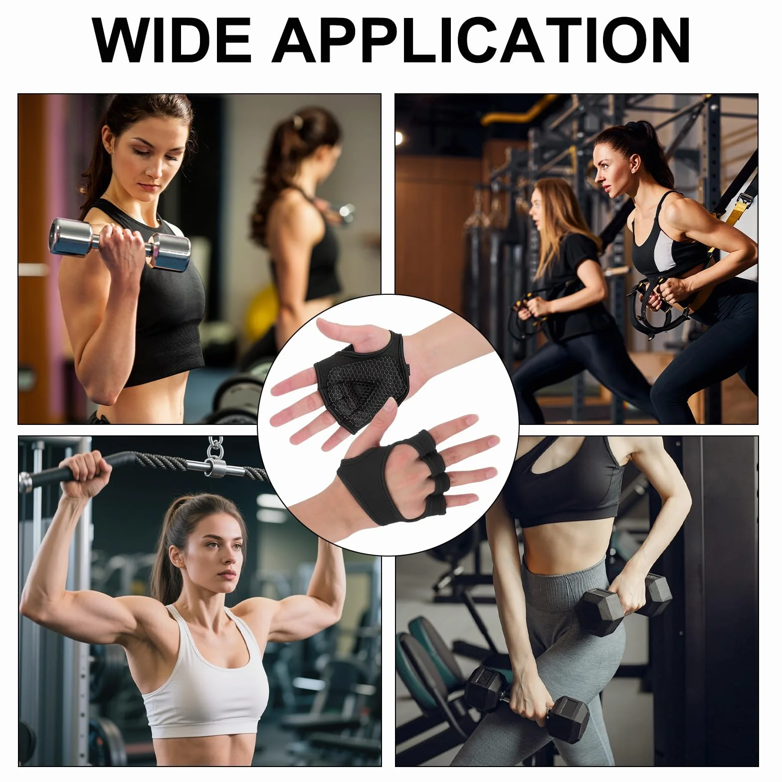 Rękawice fitness półpalce antypoślizgowe silikonowe do sportów siłowych